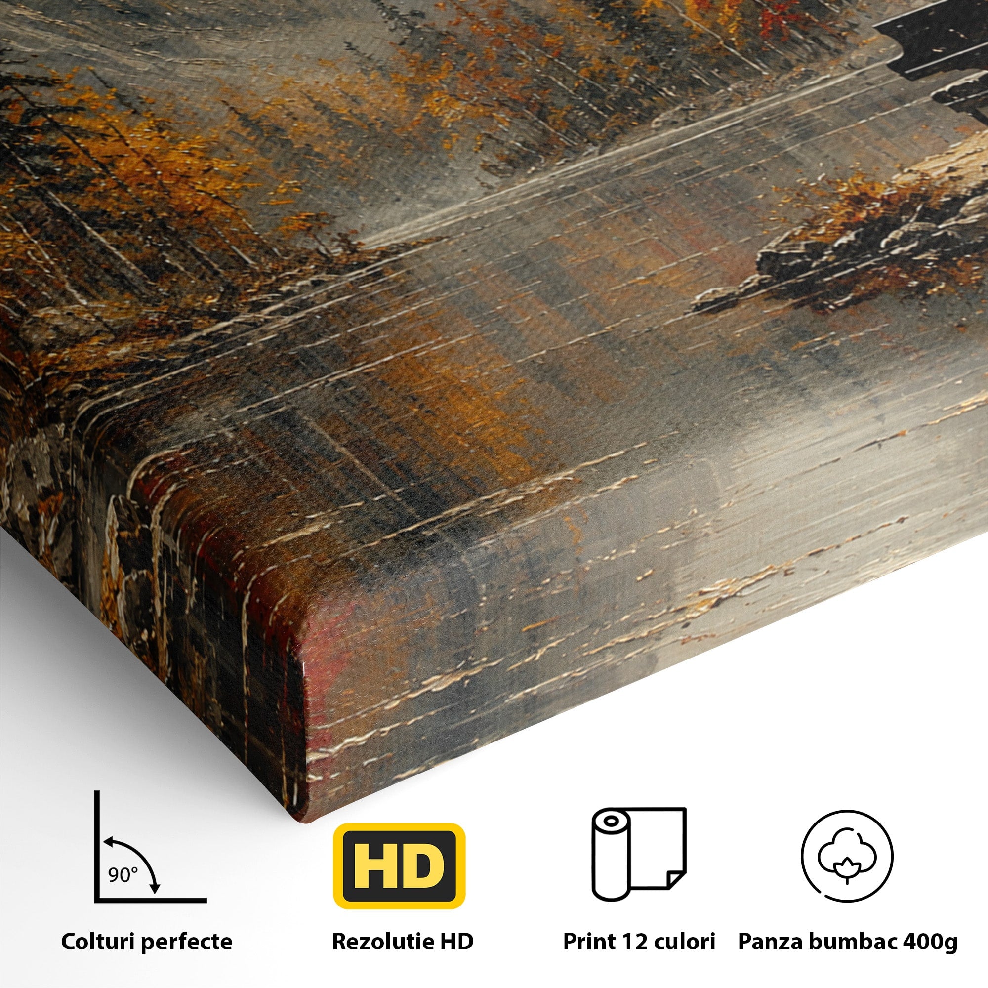 Tablou Canvas Premium LuxCanva® A1731, Pianul In Padurea De Toamna, Pian, Toamna, Padure, Lac, Living, Peisaj, Culori Vibrante