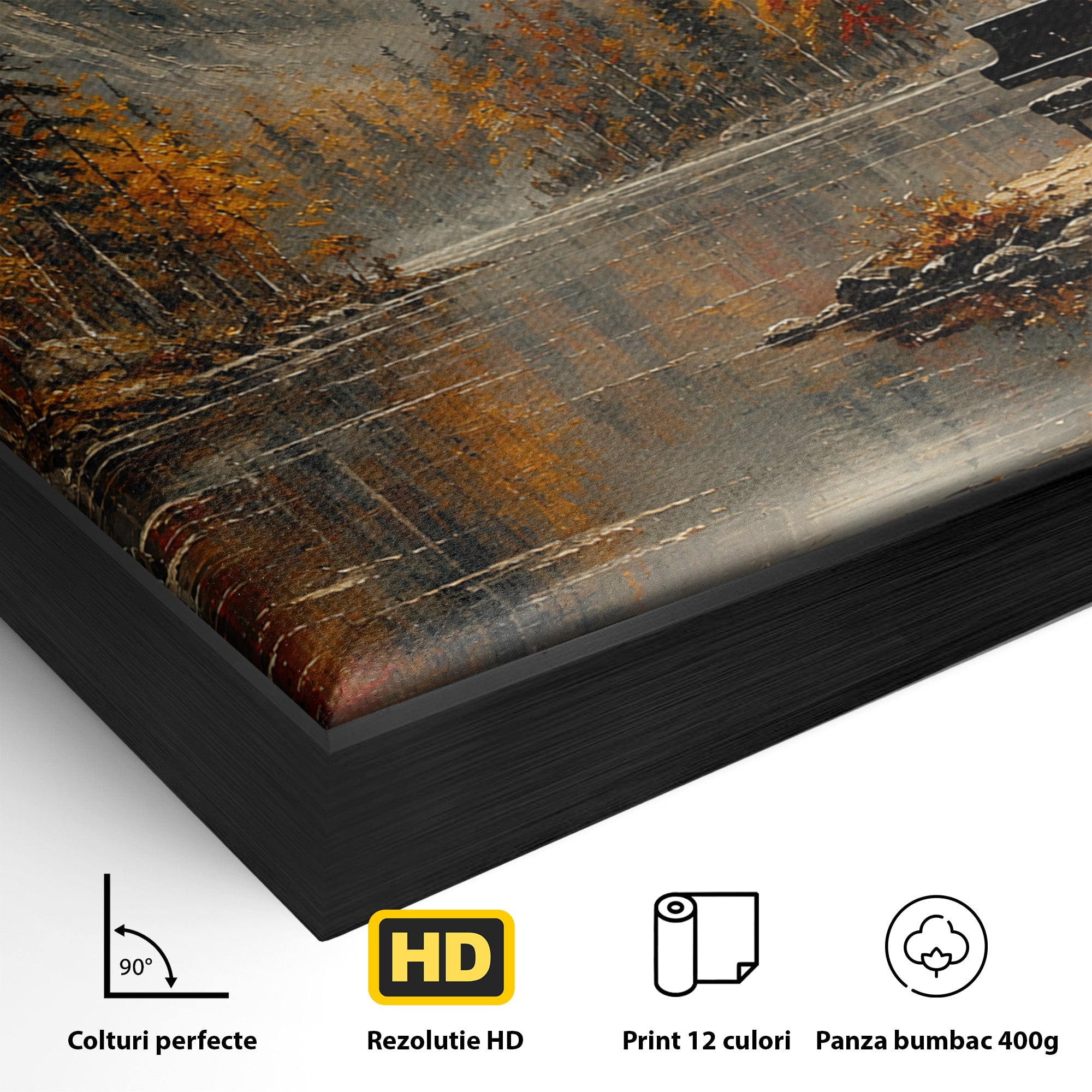 Tablou Canvas Premium LuxCanva® A1731, Pianul In Padurea De Toamna, Pian, Toamna, Padure, Lac, Living, Peisaj, Culori Vibrante