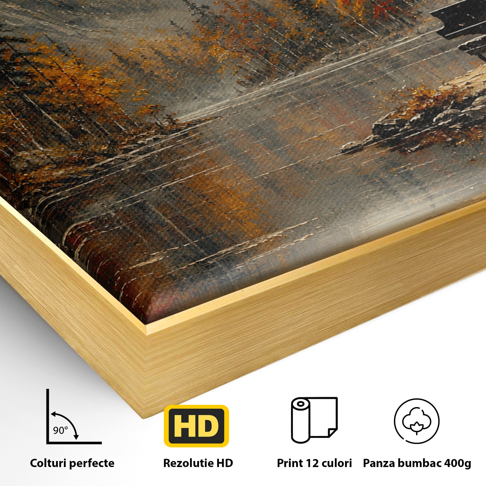 Tablou Canvas Premium LuxCanva® A1731, Pianul In Padurea De Toamna, Pian, Toamna, Padure, Lac, Living, Peisaj, Culori Vibrante
