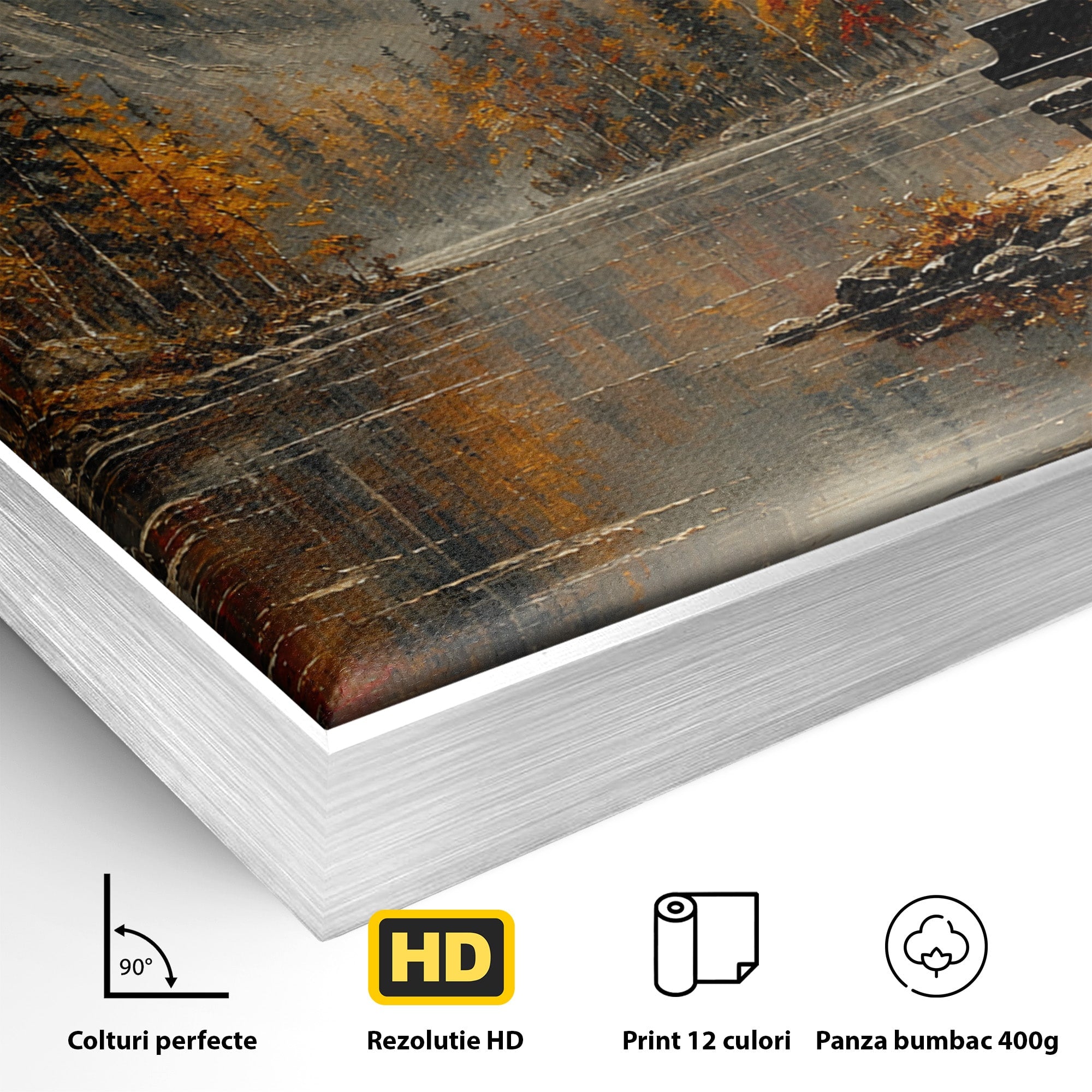 Tablou Canvas Premium LuxCanva® A1731, Pianul In Padurea De Toamna, Pian, Toamna, Padure, Lac, Living, Peisaj, Culori Vibrante