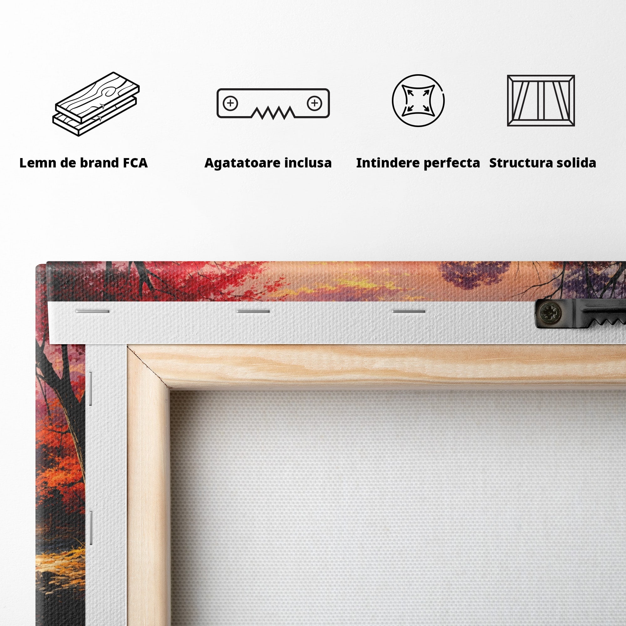 Tablou Canvas Premium LuxCanva® A1732, Apus Peste Râu, Apus, Râu, Copaci, Natura, Peisaj, Living, Culori Vibrante