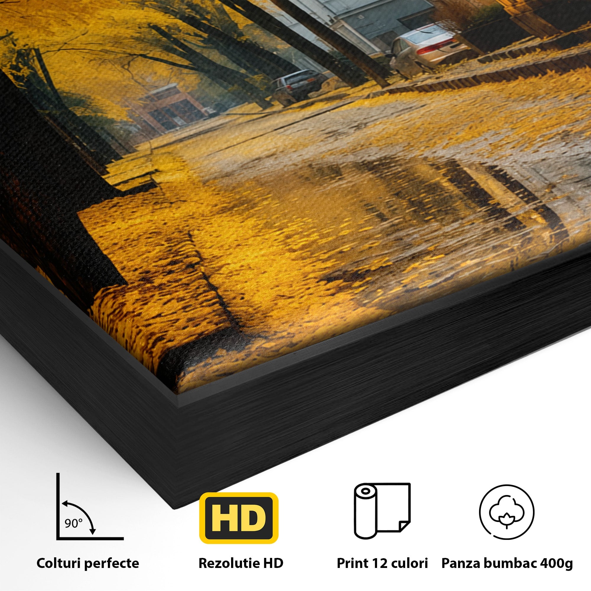 Tablou Canvas Premium LuxCanva® A1733, Toamna Aurie, Toamna, Frunze, Peisaj Urban, Melancolie, Living, Culori Vibrante