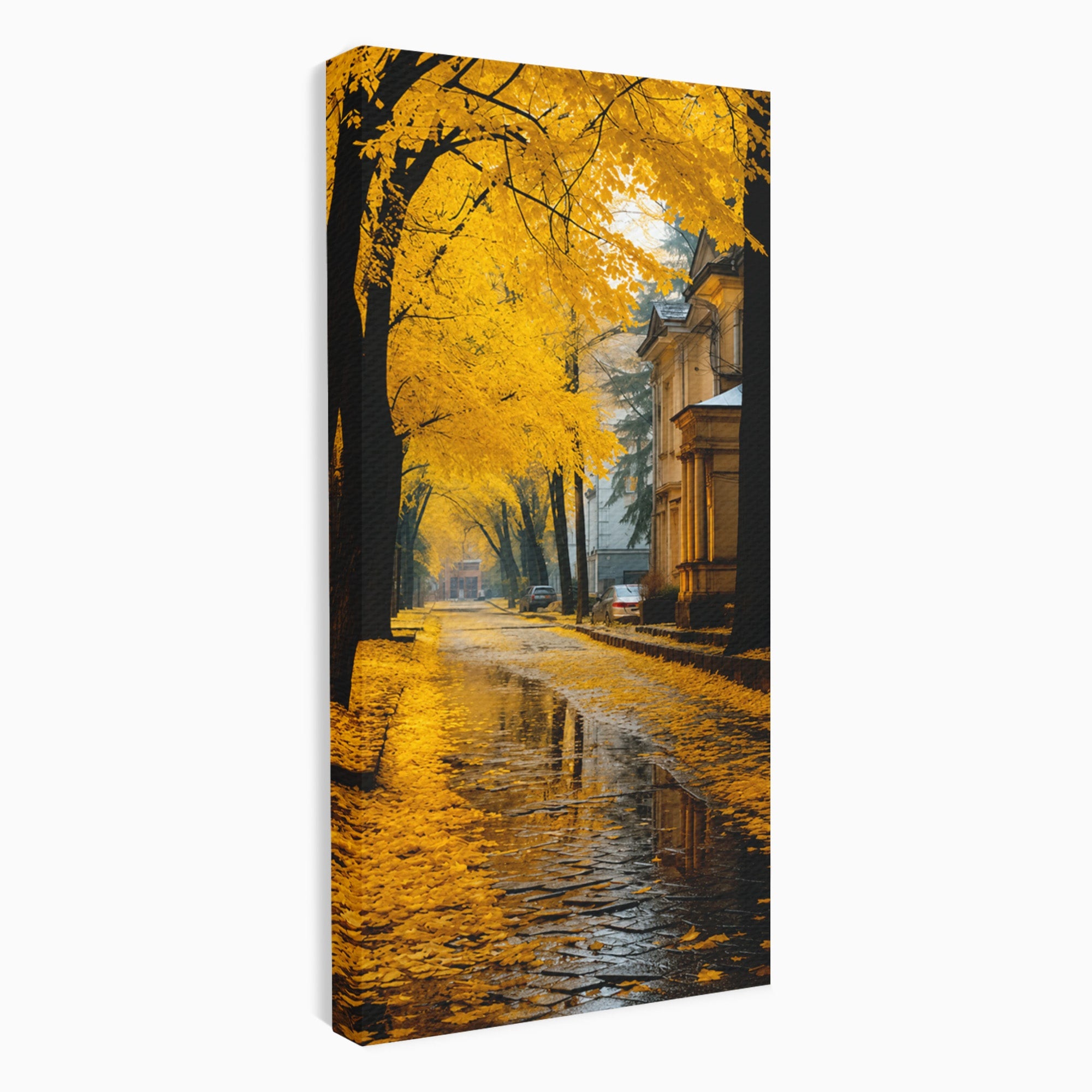 Tablou Canvas Premium LuxCanva® A1733, Toamna Aurie, Toamna, Frunze, Peisaj Urban, Melancolie, Living, Culori Vibrante