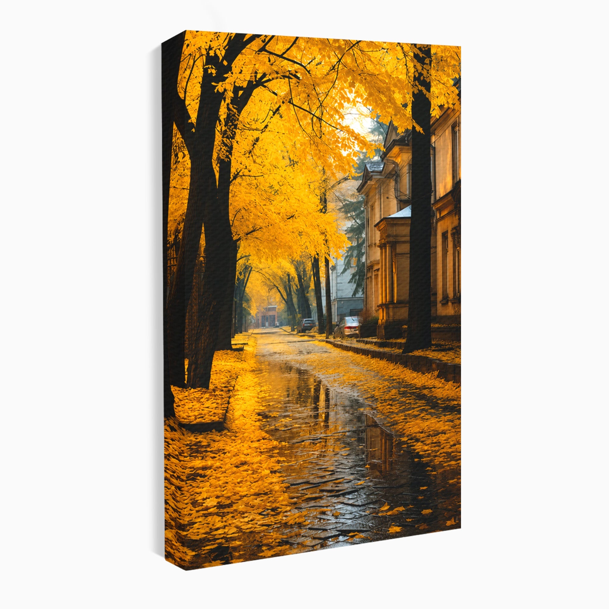 Tablou Canvas Premium LuxCanva® A1733, Toamna Aurie, Toamna, Frunze, Peisaj Urban, Melancolie, Living, Culori Vibrante