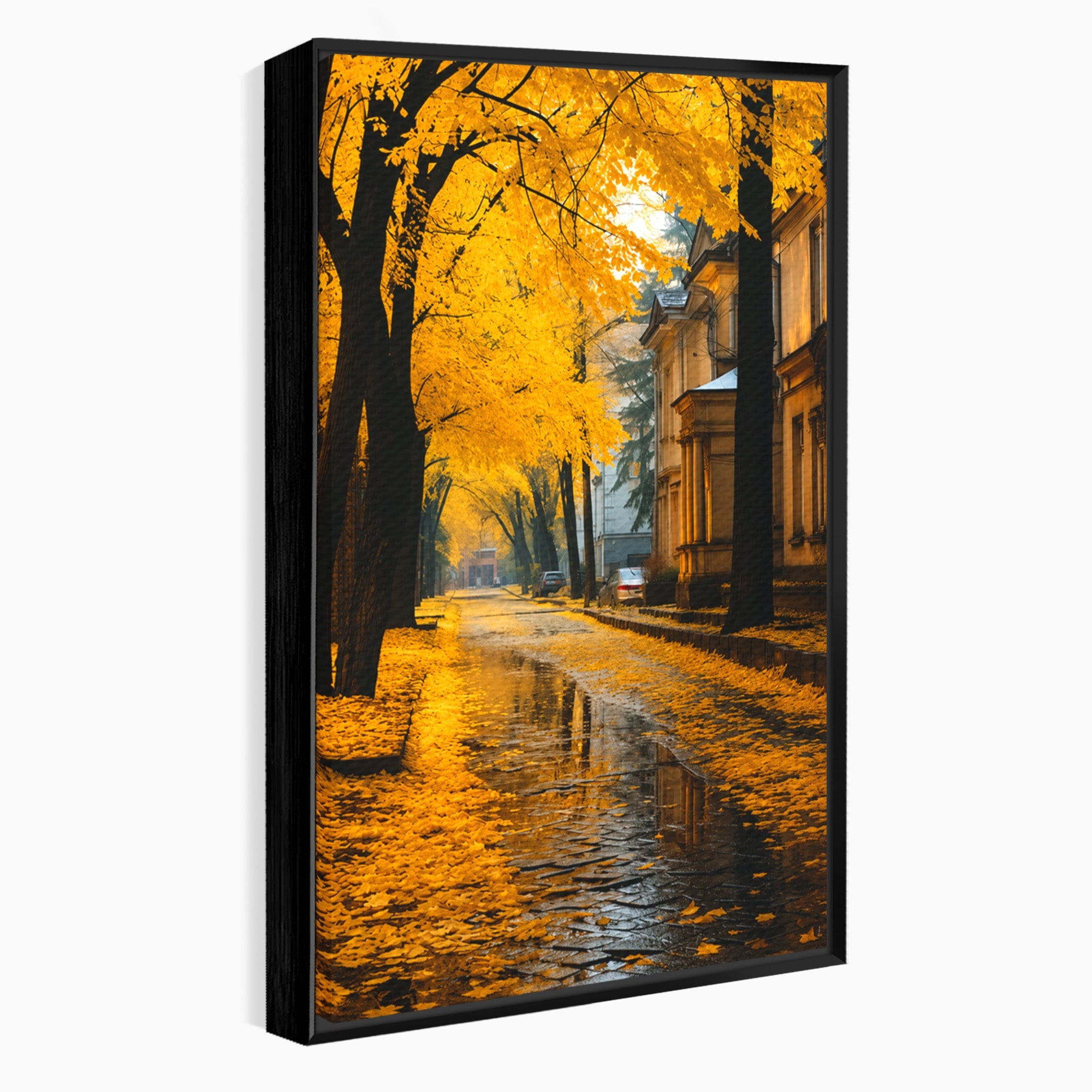 Tablou Canvas Premium LuxCanva® A1733, Toamna Aurie, Toamna, Frunze, Peisaj Urban, Melancolie, Living, Culori Vibrante