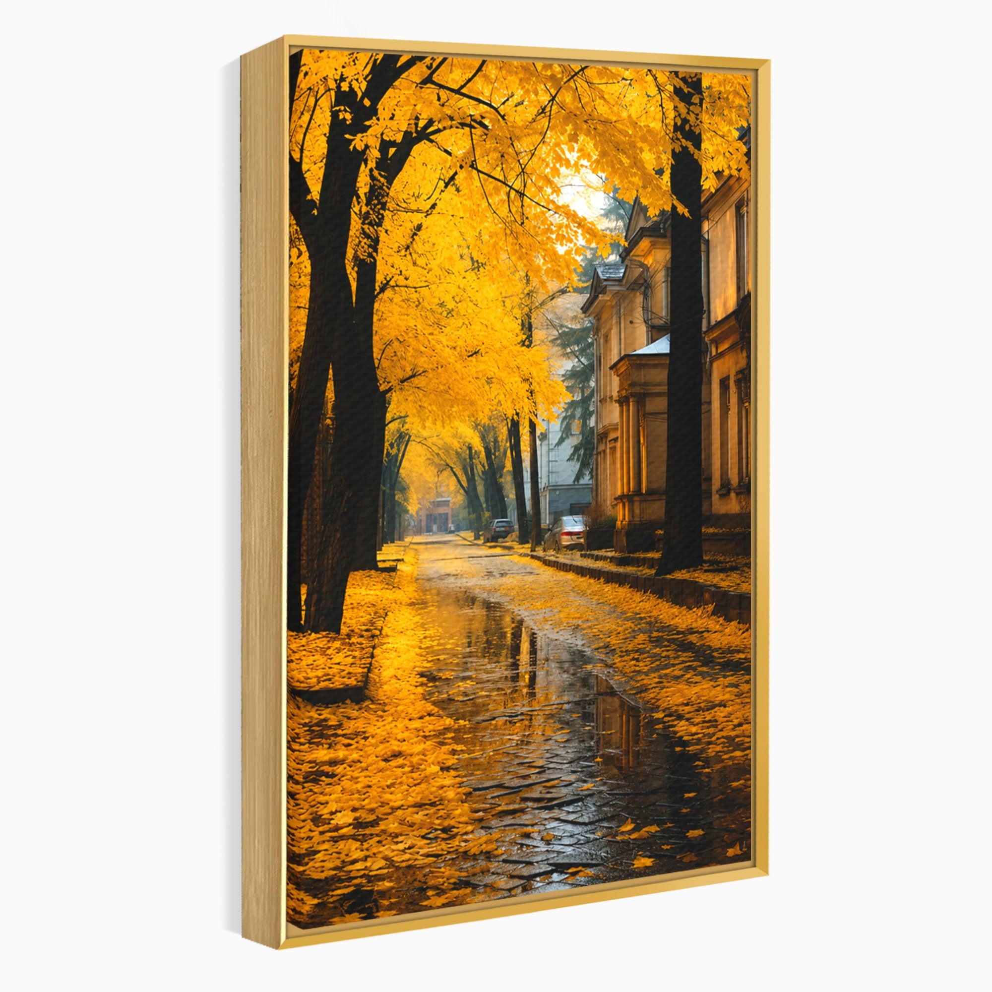 Tablou Canvas Premium LuxCanva® A1733, Toamna Aurie, Toamna, Frunze, Peisaj Urban, Melancolie, Living, Culori Vibrante