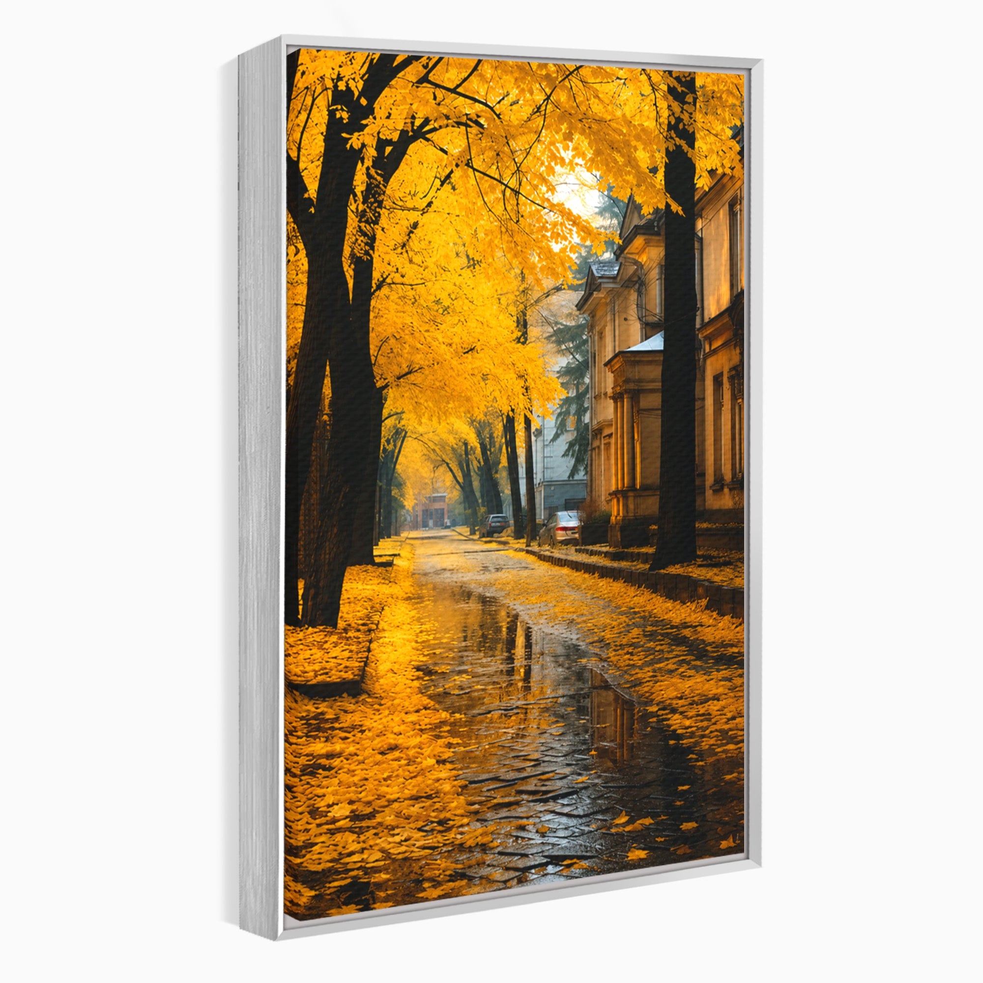 Tablou Canvas Premium LuxCanva® A1733, Toamna Aurie, Toamna, Frunze, Peisaj Urban, Melancolie, Living, Culori Vibrante
