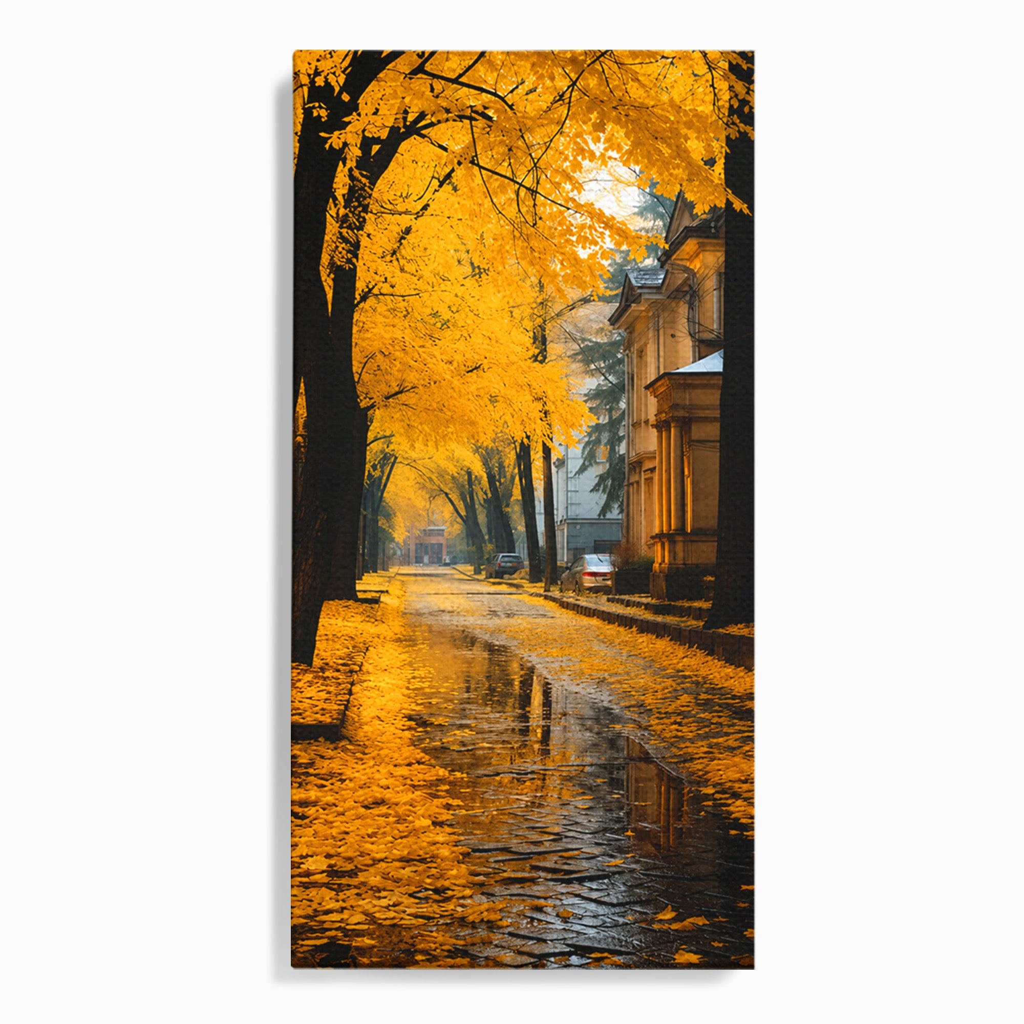 Tablou Canvas Premium LuxCanva® A1733, Toamna Aurie, Toamna, Frunze, Peisaj Urban, Melancolie, Living, Culori Vibrante
