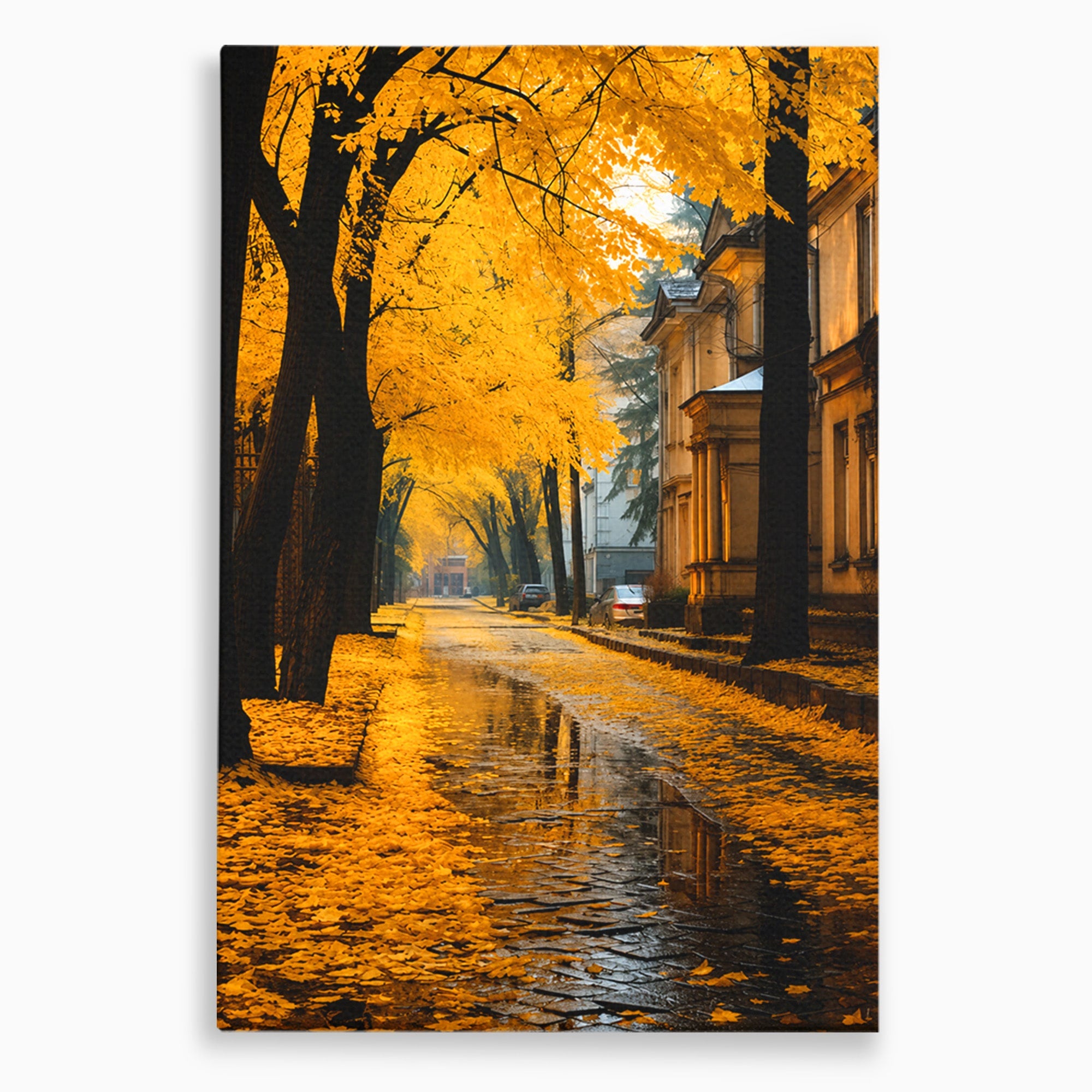 Tablou Canvas Premium LuxCanva® A1733, Toamna Aurie, Toamna, Frunze, Peisaj Urban, Melancolie, Living, Culori Vibrante