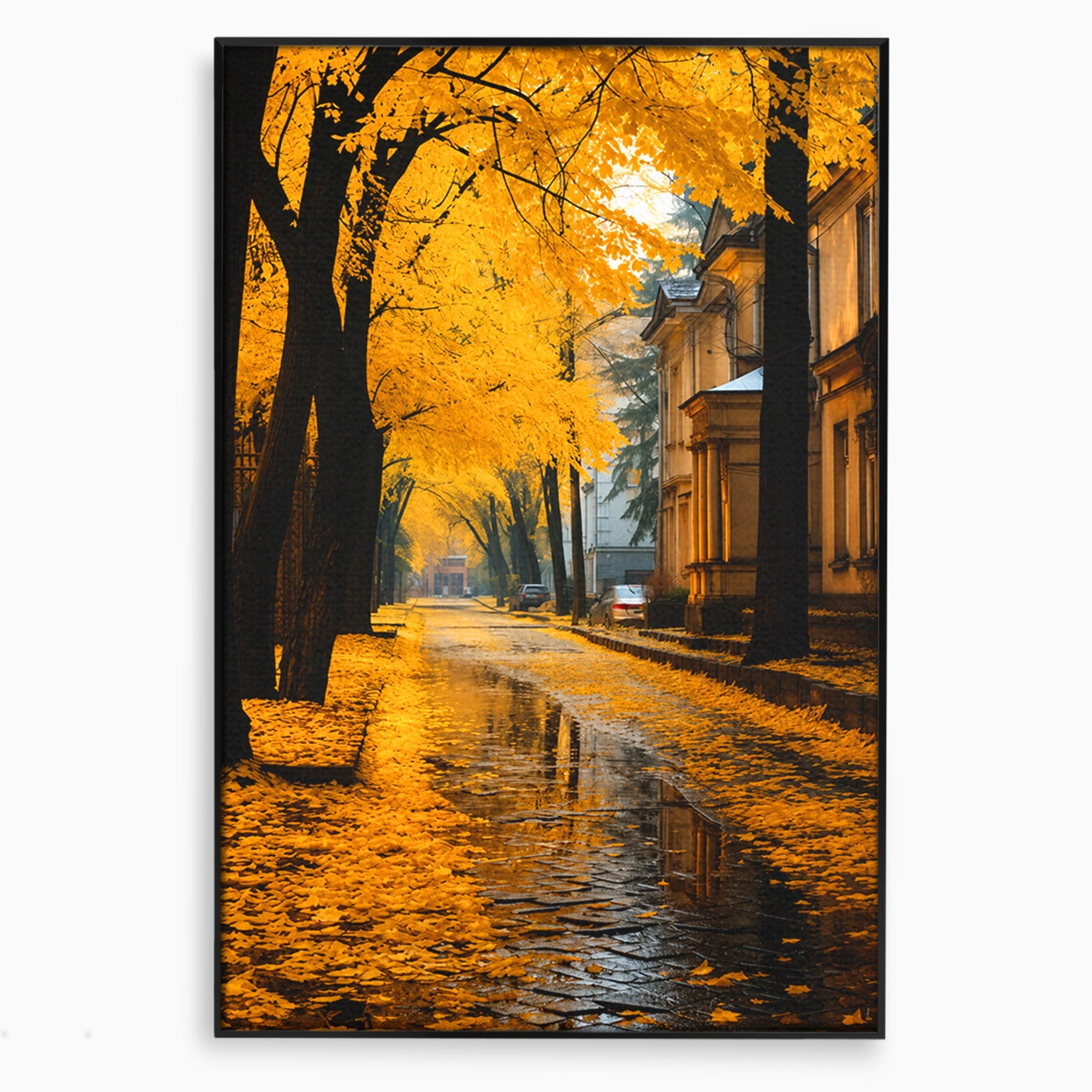 Tablou Canvas Premium LuxCanva® A1733, Toamna Aurie, Toamna, Frunze, Peisaj Urban, Melancolie, Living, Culori Vibrante