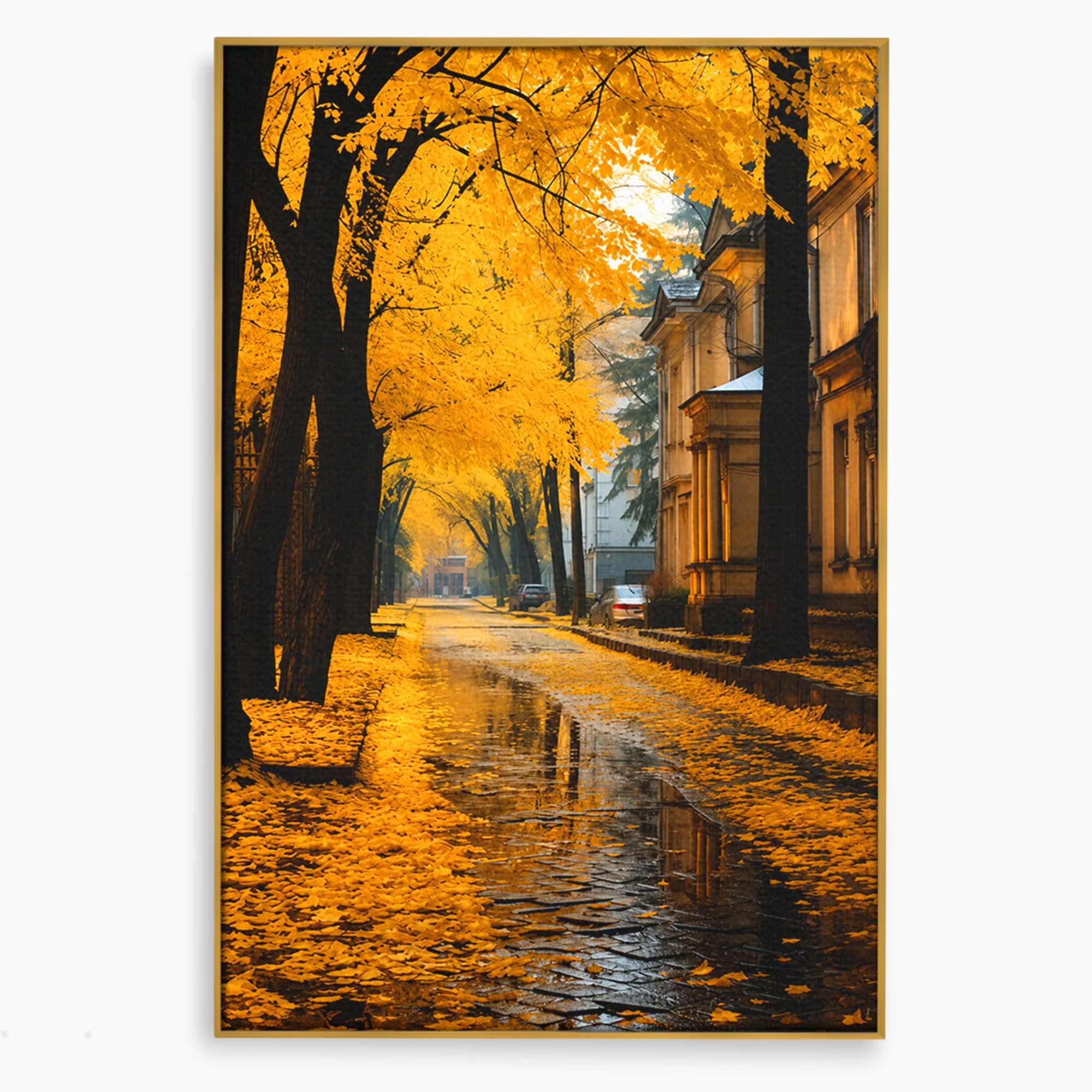 Tablou Canvas Premium LuxCanva® A1733, Toamna Aurie, Toamna, Frunze, Peisaj Urban, Melancolie, Living, Culori Vibrante