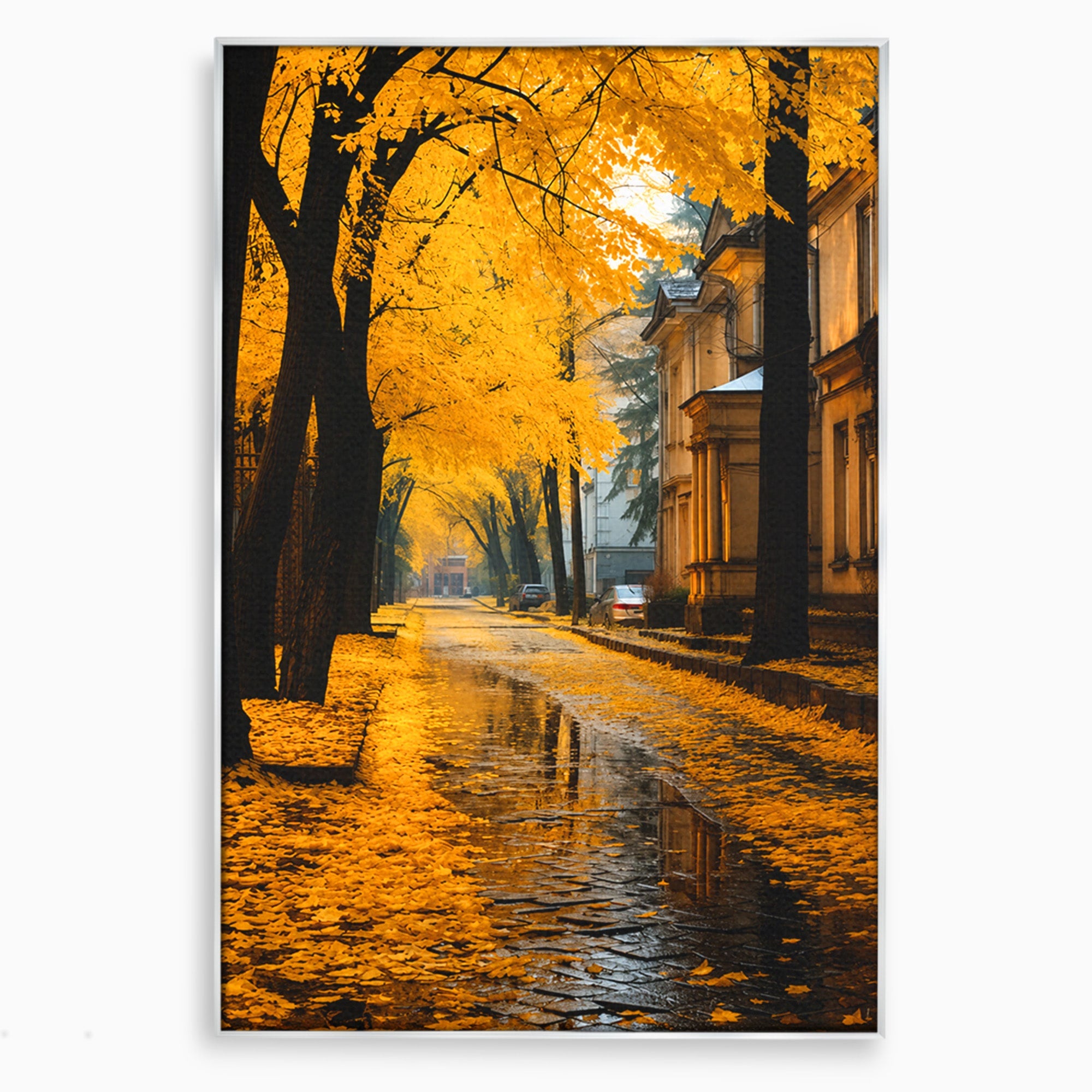 Tablou Canvas Premium LuxCanva® A1733, Toamna Aurie, Toamna, Frunze, Peisaj Urban, Melancolie, Living, Culori Vibrante