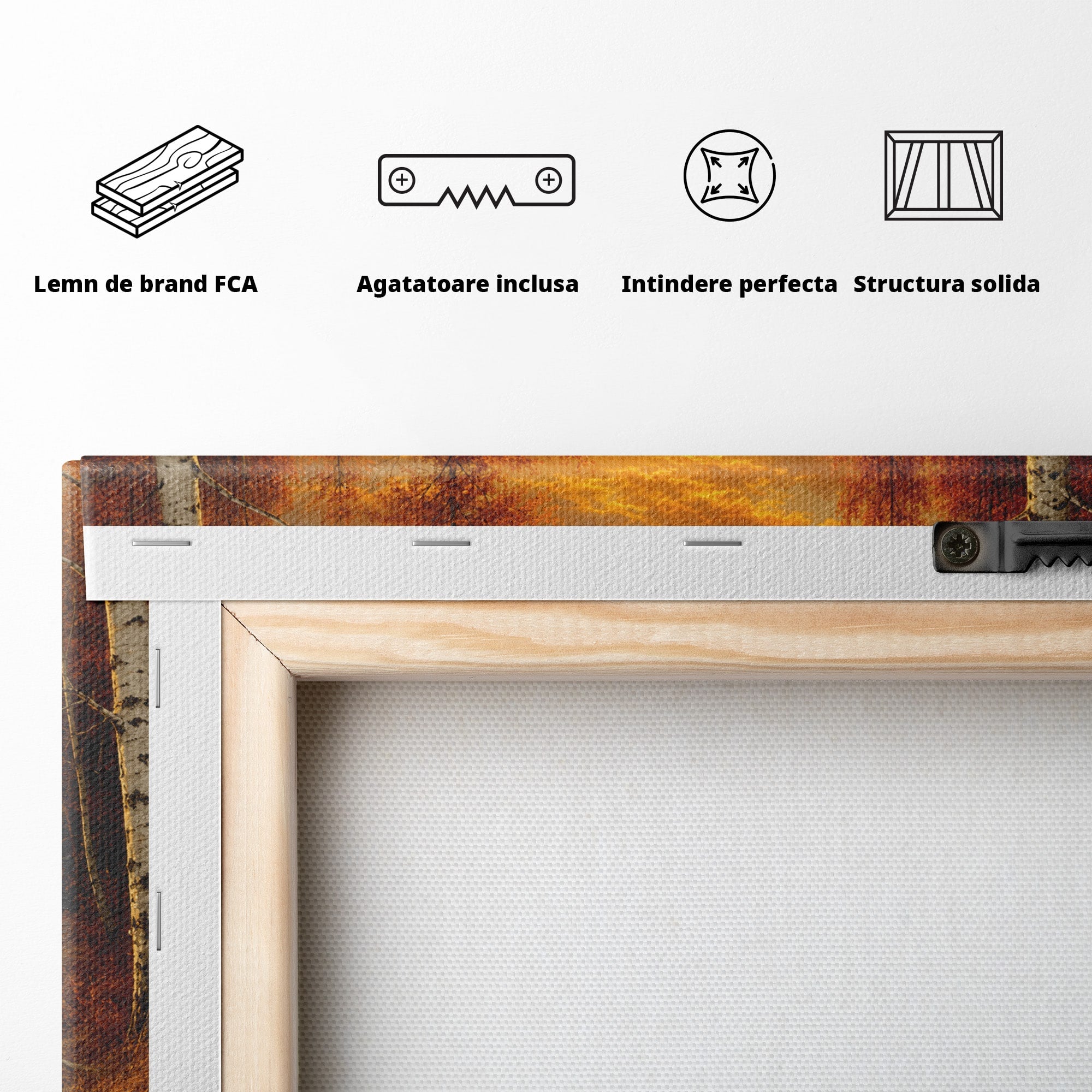 Tablou Canvas Premium LuxCanva® A1734, Apus De Toamna, Apus, Toamna, Padure, Rau, Living, Culori Vibrante