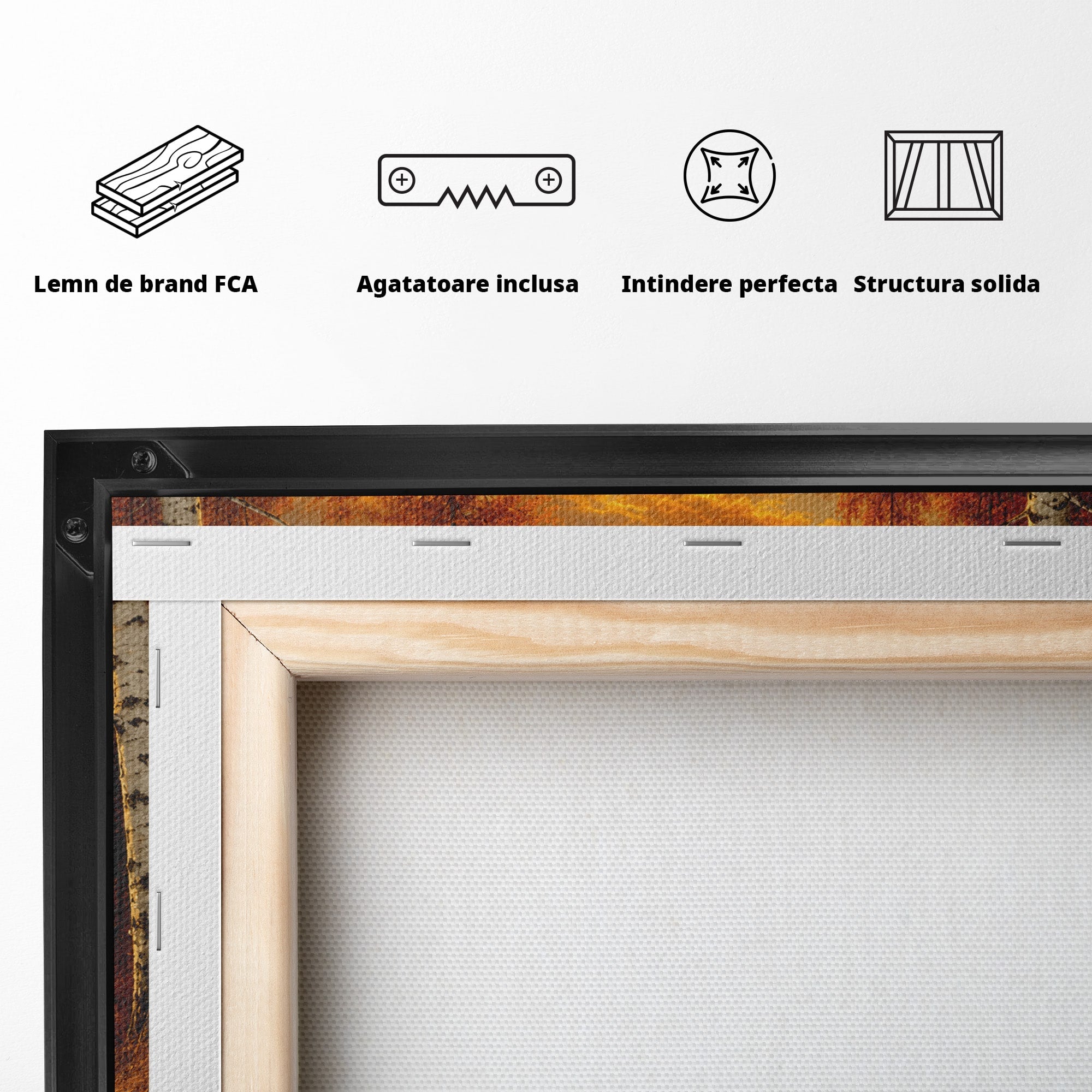 Tablou Canvas Premium LuxCanva® A1734, Apus De Toamna, Apus, Toamna, Padure, Rau, Living, Culori Vibrante