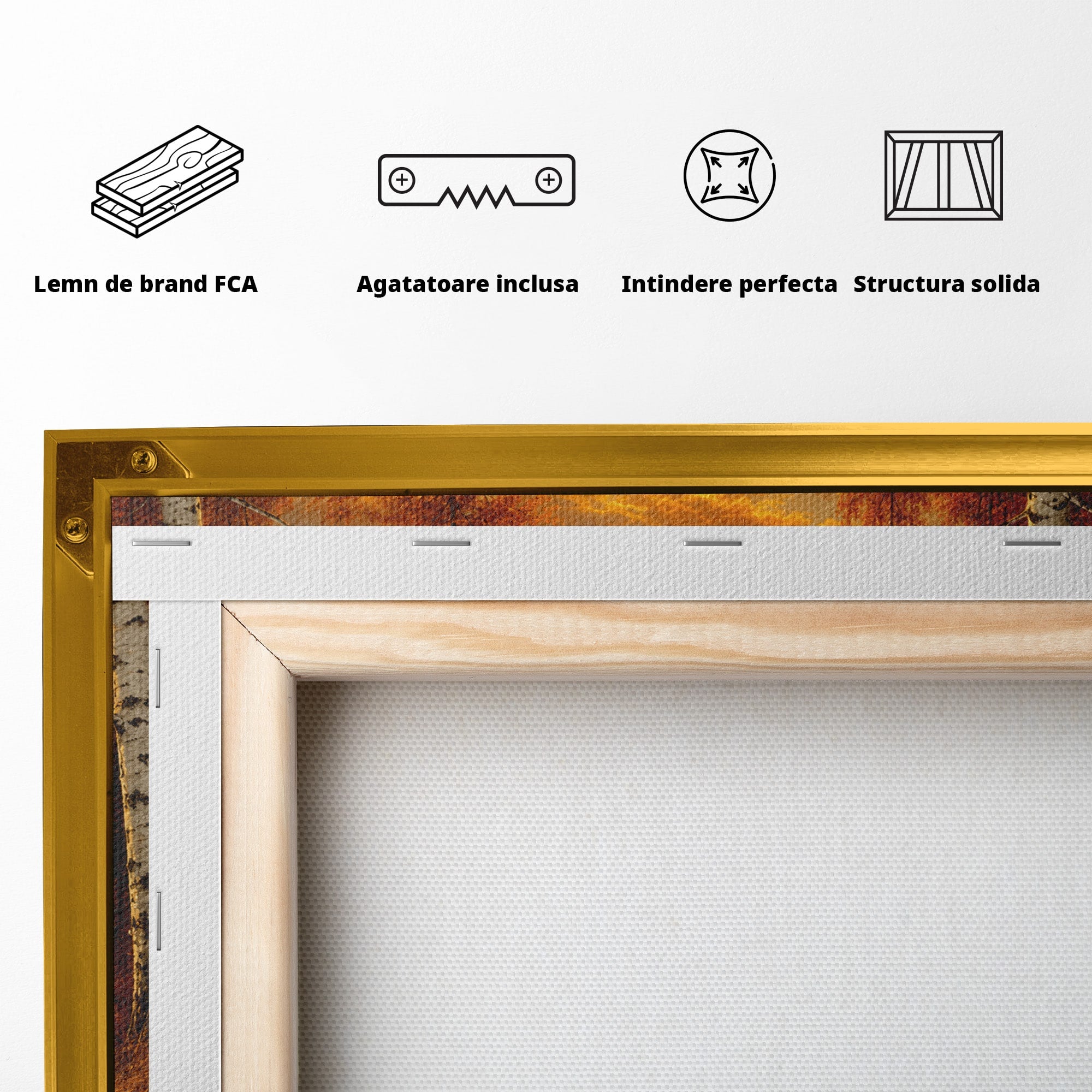 Tablou Canvas Premium LuxCanva® A1734, Apus De Toamna, Apus, Toamna, Padure, Rau, Living, Culori Vibrante