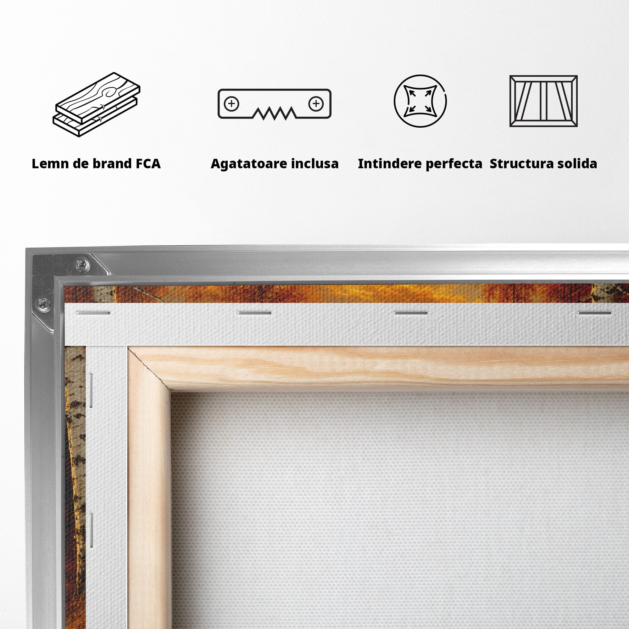 Tablou Canvas Premium LuxCanva® A1734, Apus De Toamna, Apus, Toamna, Padure, Rau, Living, Culori Vibrante