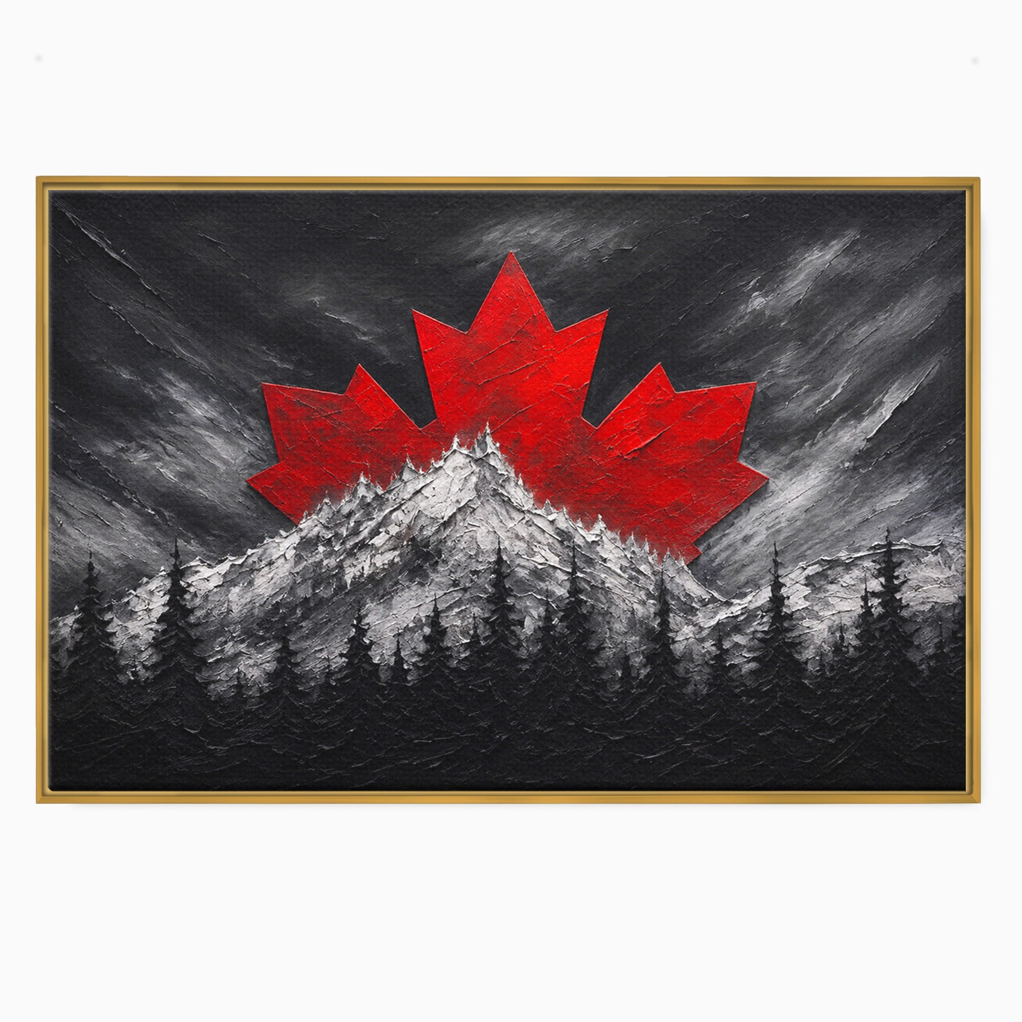Tablou Canvas Premium LuxCanva® A1735, Frunza De Artar, Frunza, Munte, Padure, Peisaj, Canada, Living, Culori Vibrante