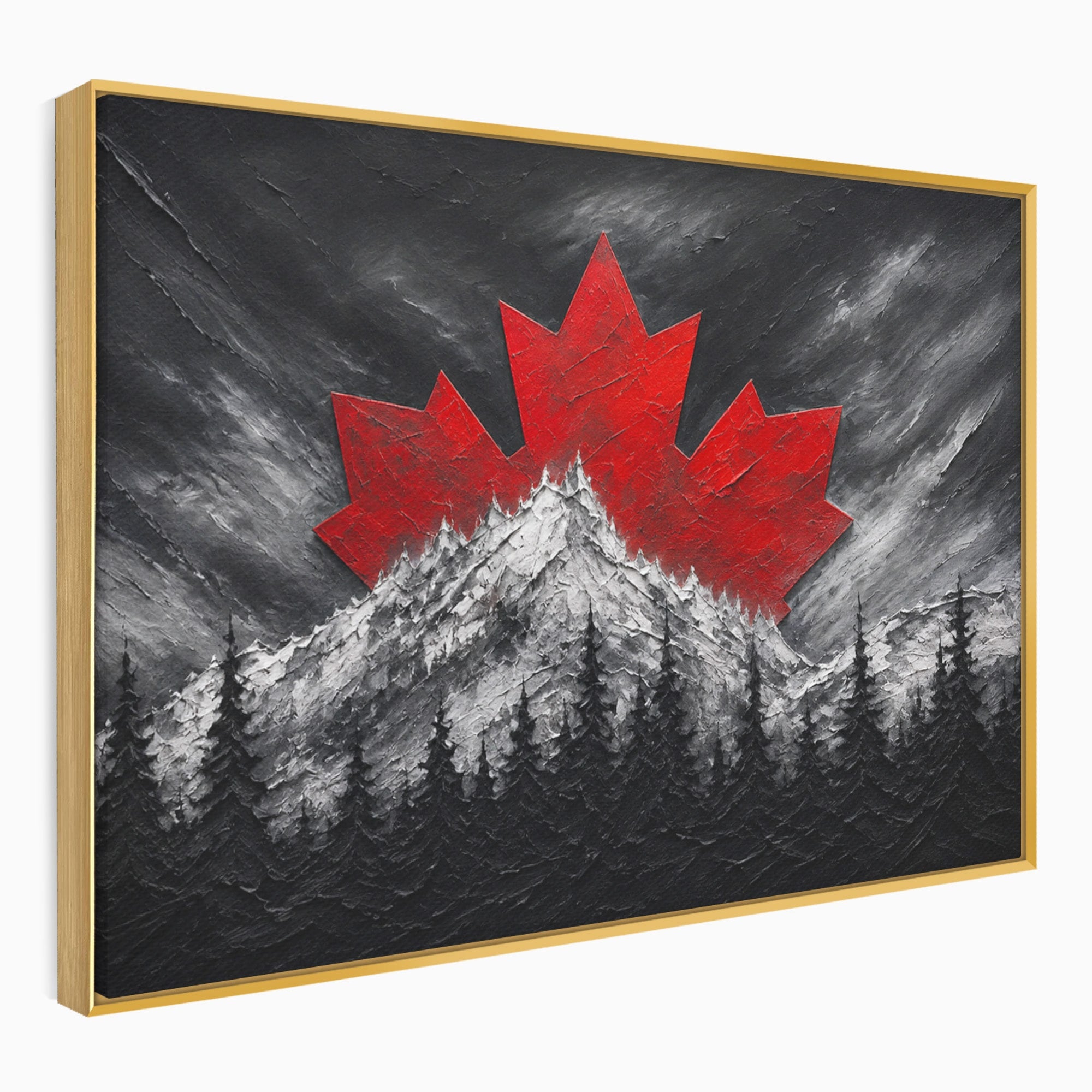 Tablou Canvas Premium LuxCanva® A1735, Frunza De Artar, Frunza, Munte, Padure, Peisaj, Canada, Living, Culori Vibrante