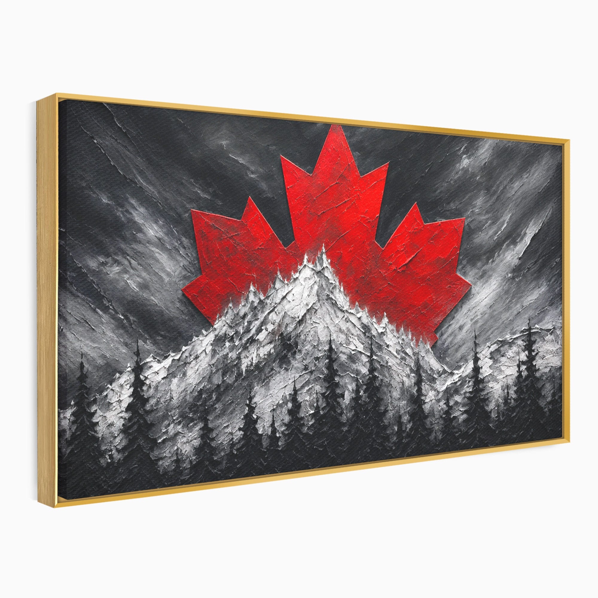 Tablou Canvas Premium LuxCanva® A1735, Frunza De Artar, Frunza, Munte, Padure, Peisaj, Canada, Living, Culori Vibrante