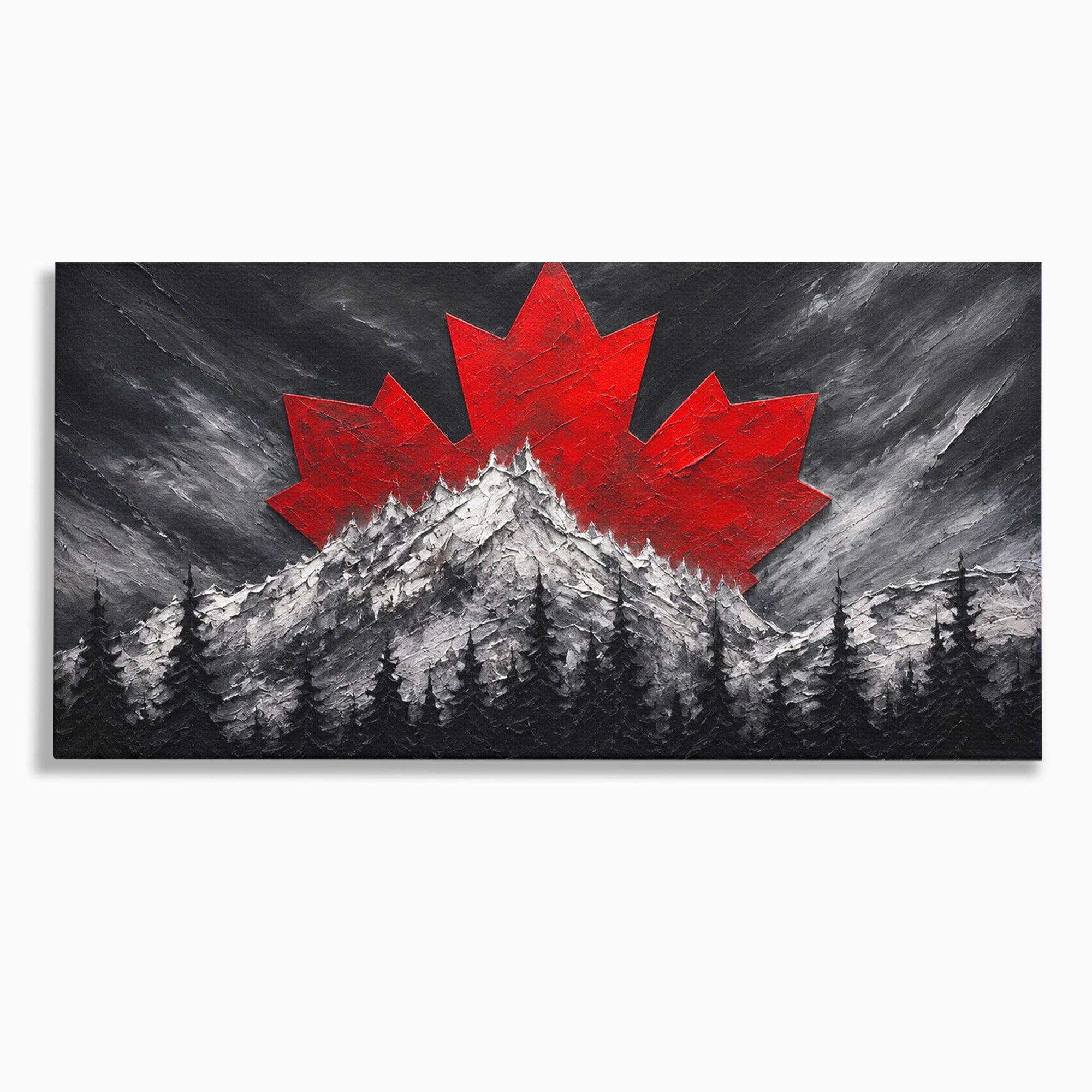 Tablou Canvas Premium LuxCanva® A1735, Frunza De Artar, Frunza, Munte, Padure, Peisaj, Canada, Living, Culori Vibrante