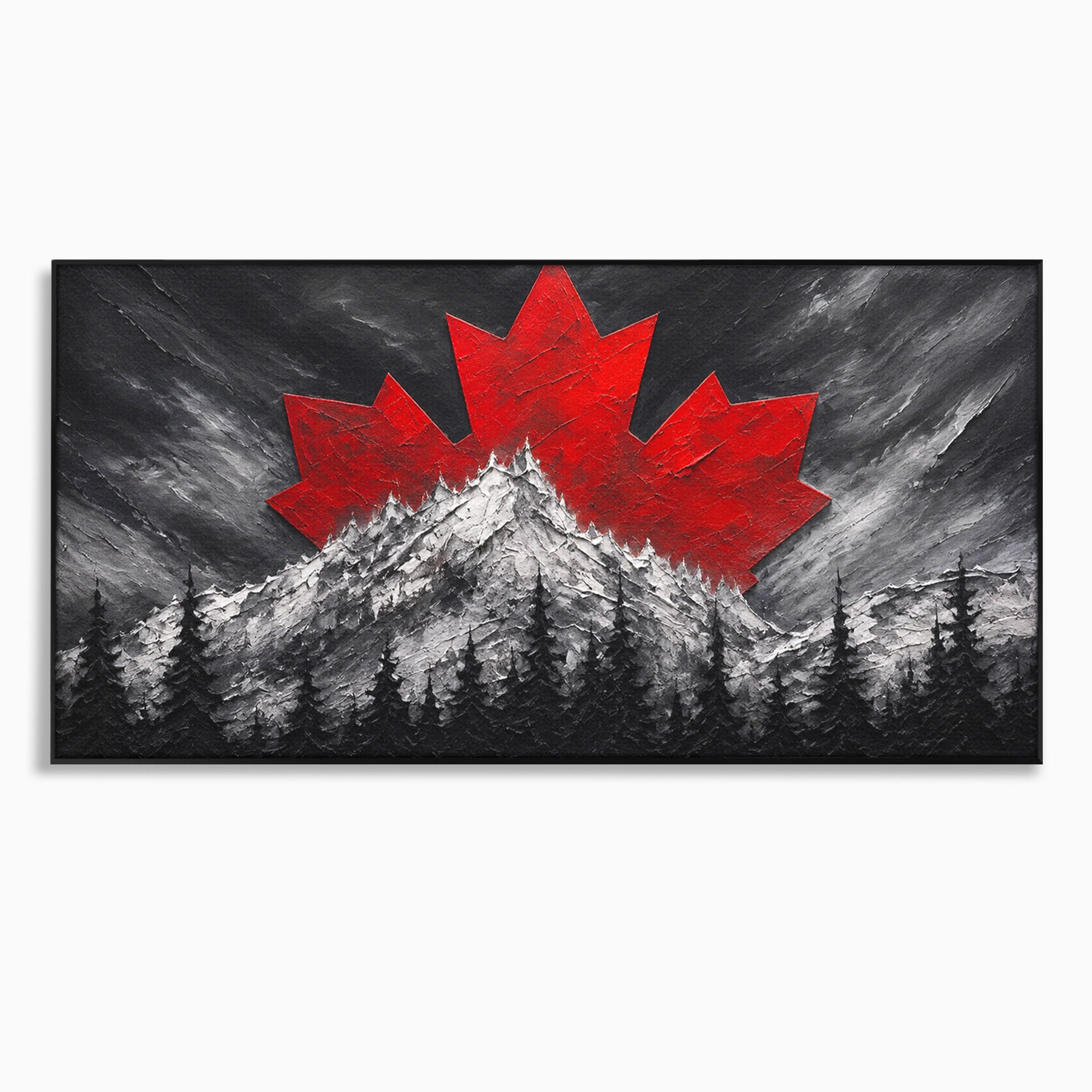 Tablou Canvas Premium LuxCanva® A1735, Frunza De Artar, Frunza, Munte, Padure, Peisaj, Canada, Living, Culori Vibrante
