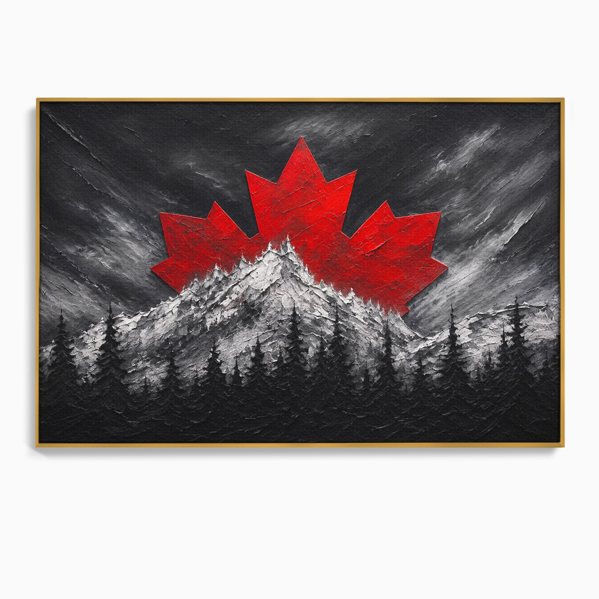 Tablou Canvas Premium LuxCanva® A1735, Frunza De Artar, Frunza, Munte, Padure, Peisaj, Canada, Living, Culori Vibrante