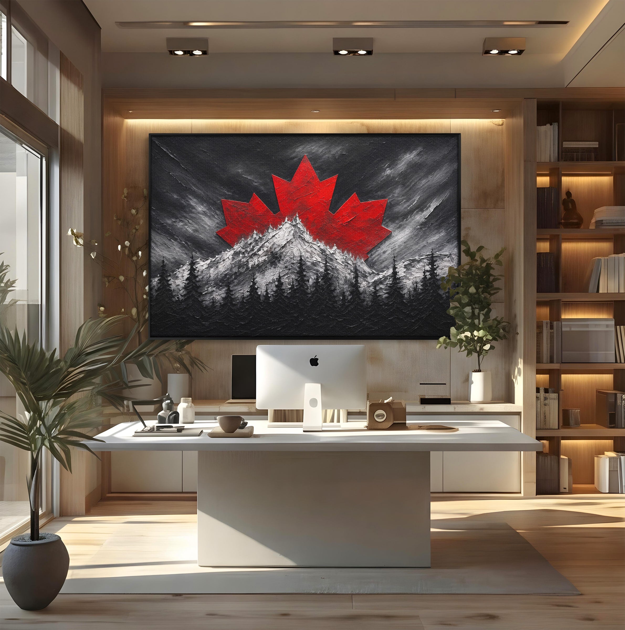 Tablou Canvas Premium LuxCanva® A1735, Frunza De Artar, Frunza, Munte, Padure, Peisaj, Canada, Living, Culori Vibrante