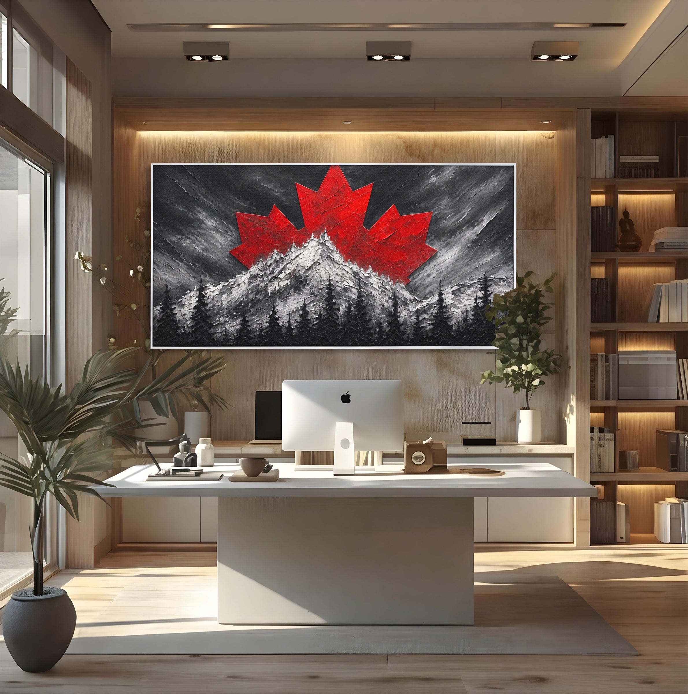Tablou Canvas Premium LuxCanva® A1735, Frunza De Artar, Frunza, Munte, Padure, Peisaj, Canada, Living, Culori Vibrante