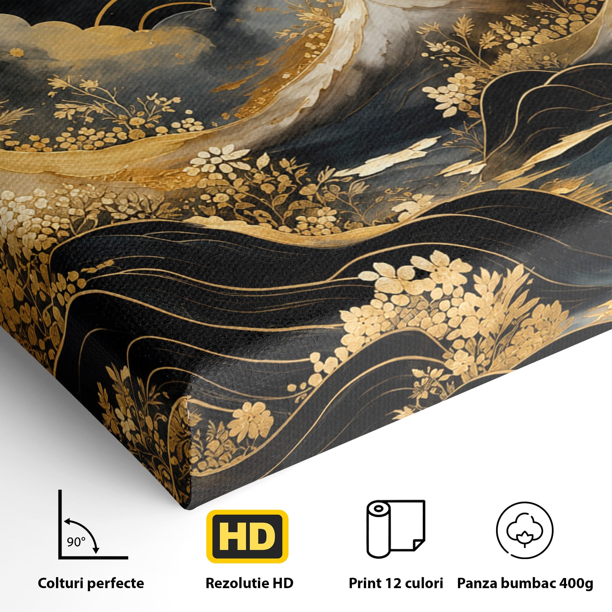 Tablou Canvas Premium LuxCanva® A1736, Luna Deasupra Muntilor, Luna, Munti, Peisaj, Noapte, Dormitor, Culori Vibrante