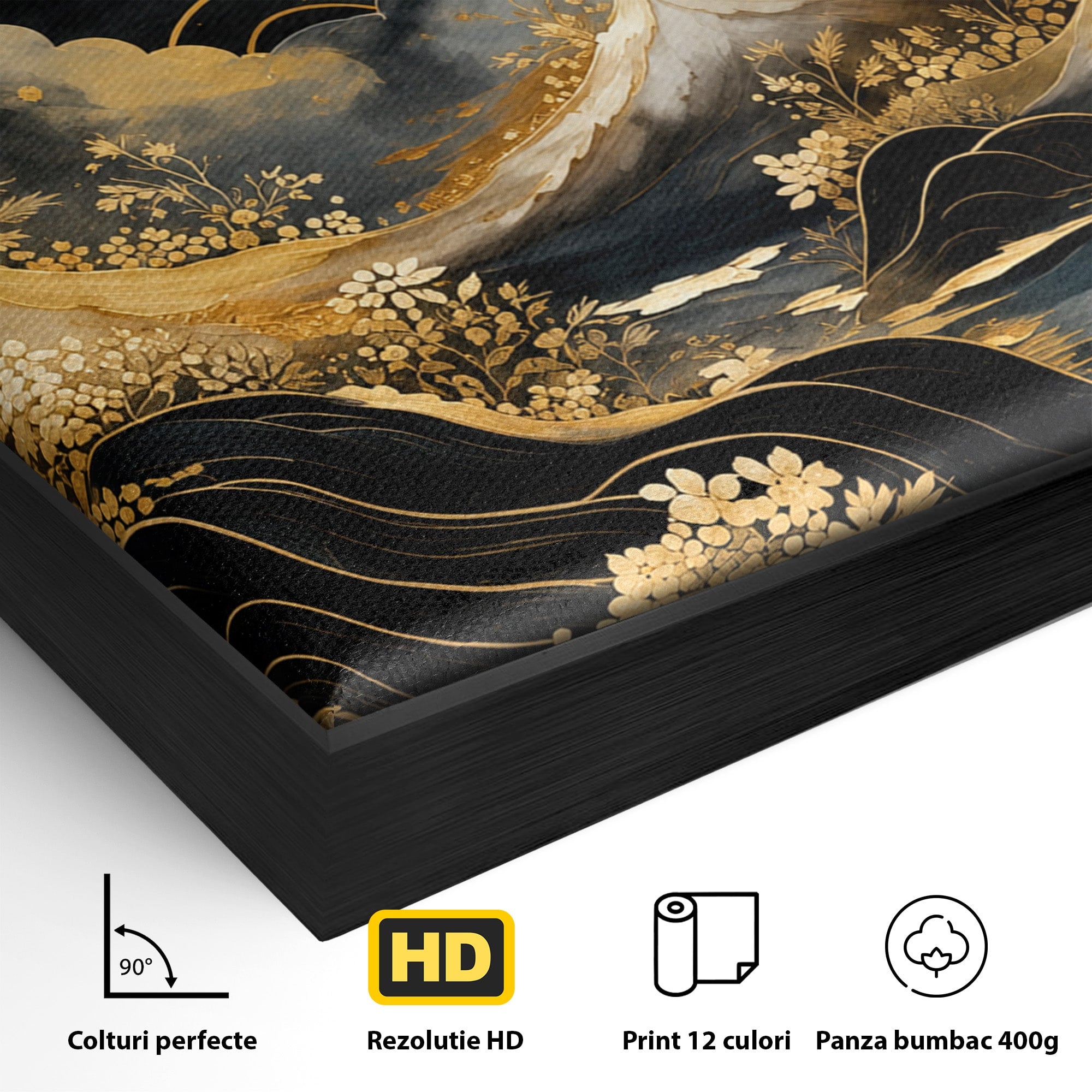 Tablou Canvas Premium LuxCanva® A1736, Luna Deasupra Muntilor, Luna, Munti, Peisaj, Noapte, Dormitor, Culori Vibrante