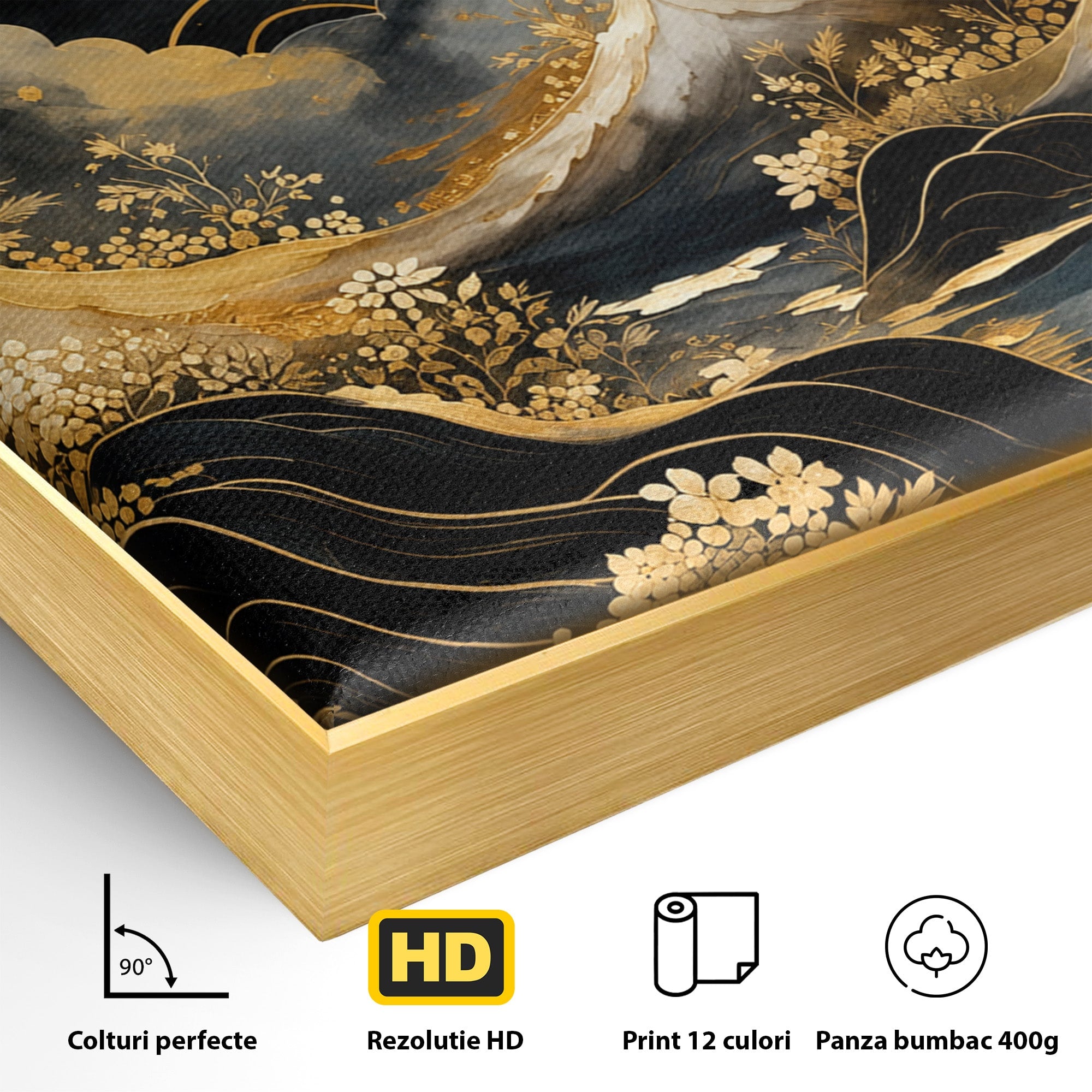 Tablou Canvas Premium LuxCanva® A1736, Luna Deasupra Muntilor, Luna, Munti, Peisaj, Noapte, Dormitor, Culori Vibrante