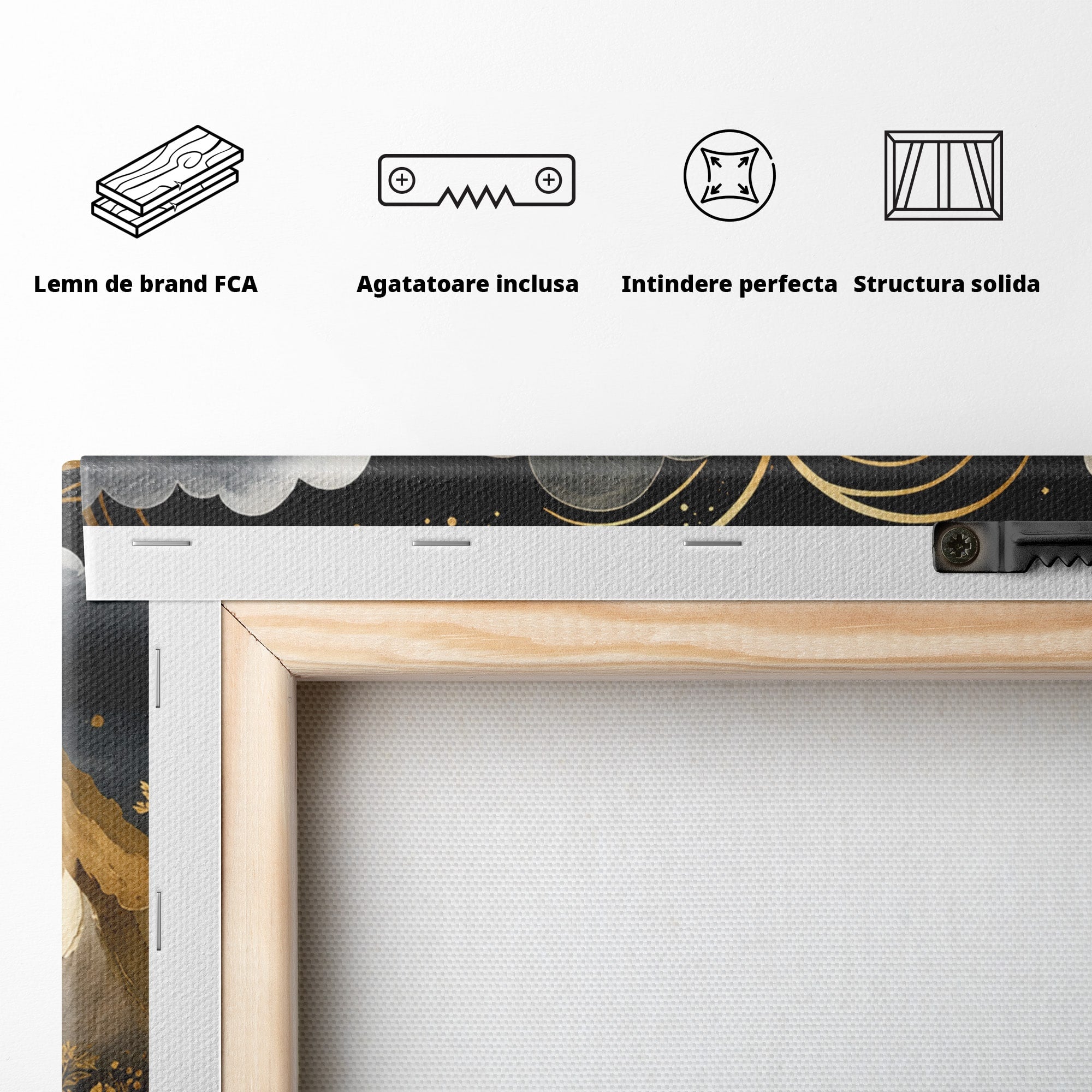 Tablou Canvas Premium LuxCanva® A1736, Luna Deasupra Muntilor, Luna, Munti, Peisaj, Noapte, Dormitor, Culori Vibrante
