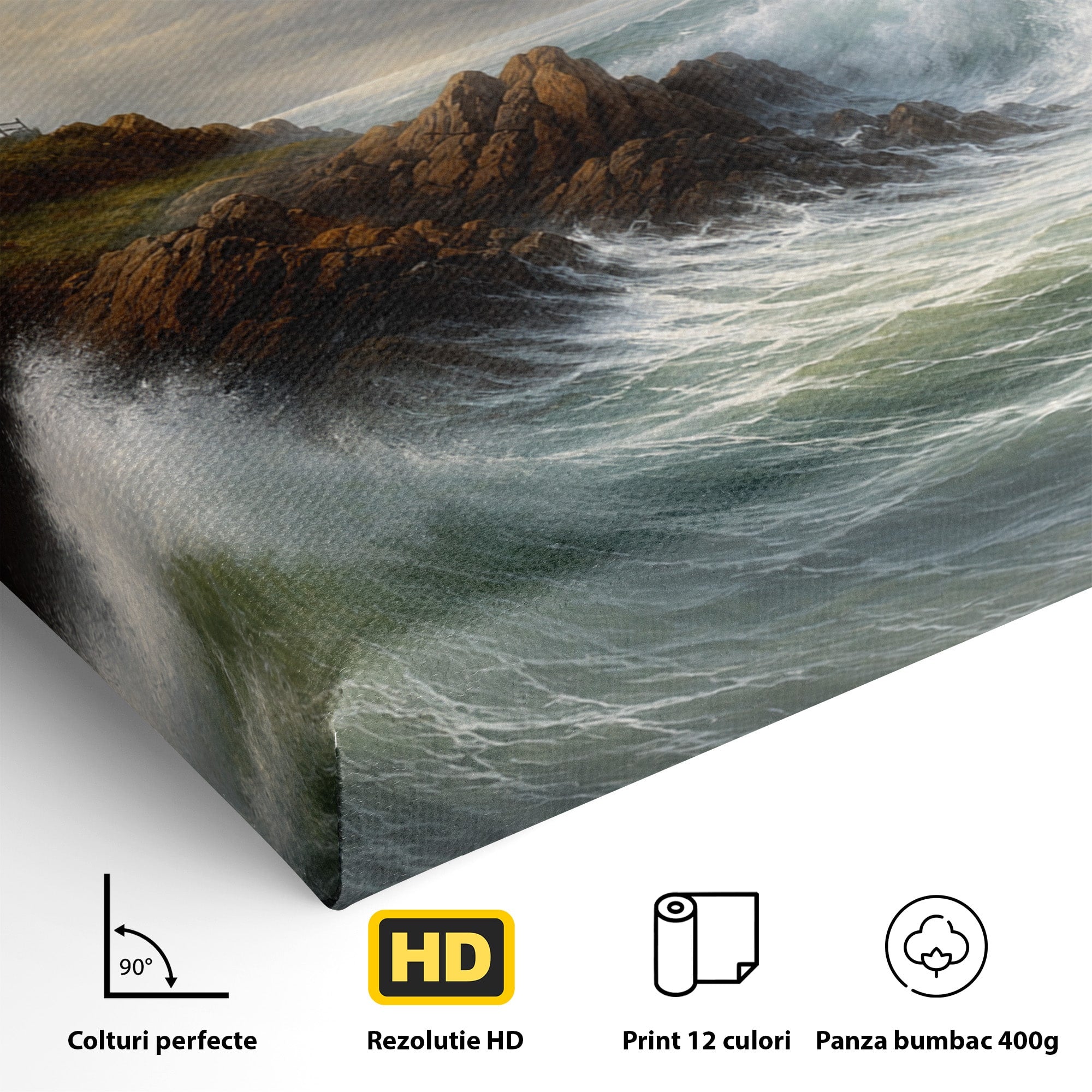 Tablou Canvas Premium LuxCanva® A1737, Farul De La Tarm, Far, Mare, Peisaj Marin, Valuri, Living, Dormitor, Culori Vibrante