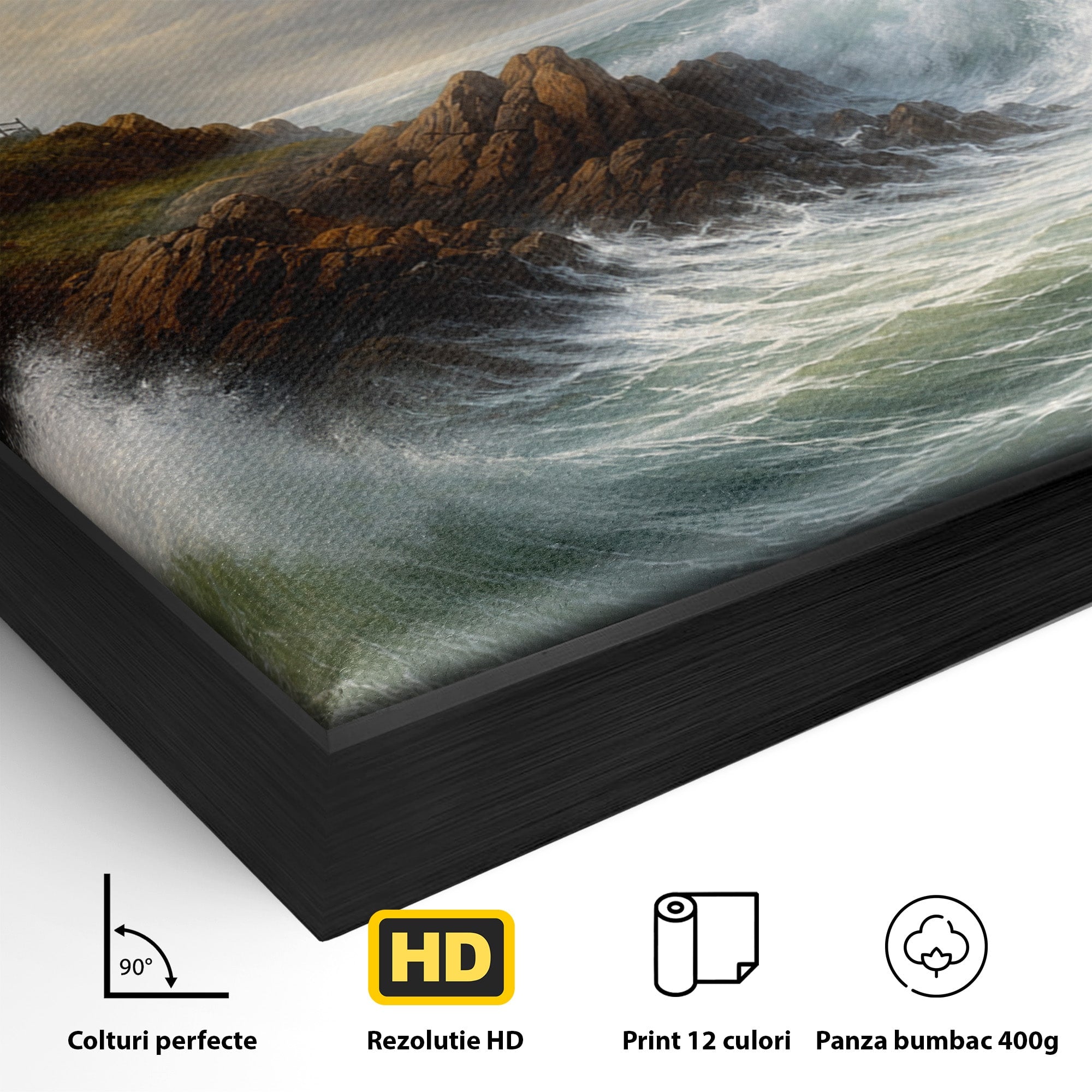 Tablou Canvas Premium LuxCanva® A1737, Farul De La Tarm, Far, Mare, Peisaj Marin, Valuri, Living, Dormitor, Culori Vibrante