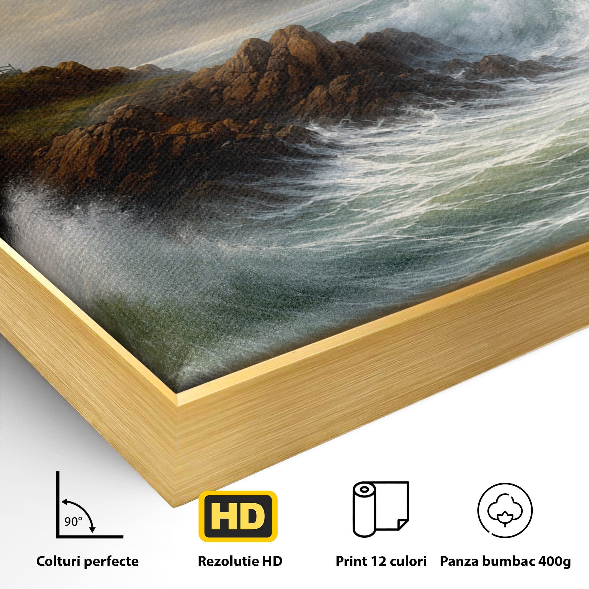 Tablou Canvas Premium LuxCanva® A1737, Farul De La Tarm, Far, Mare, Peisaj Marin, Valuri, Living, Dormitor, Culori Vibrante