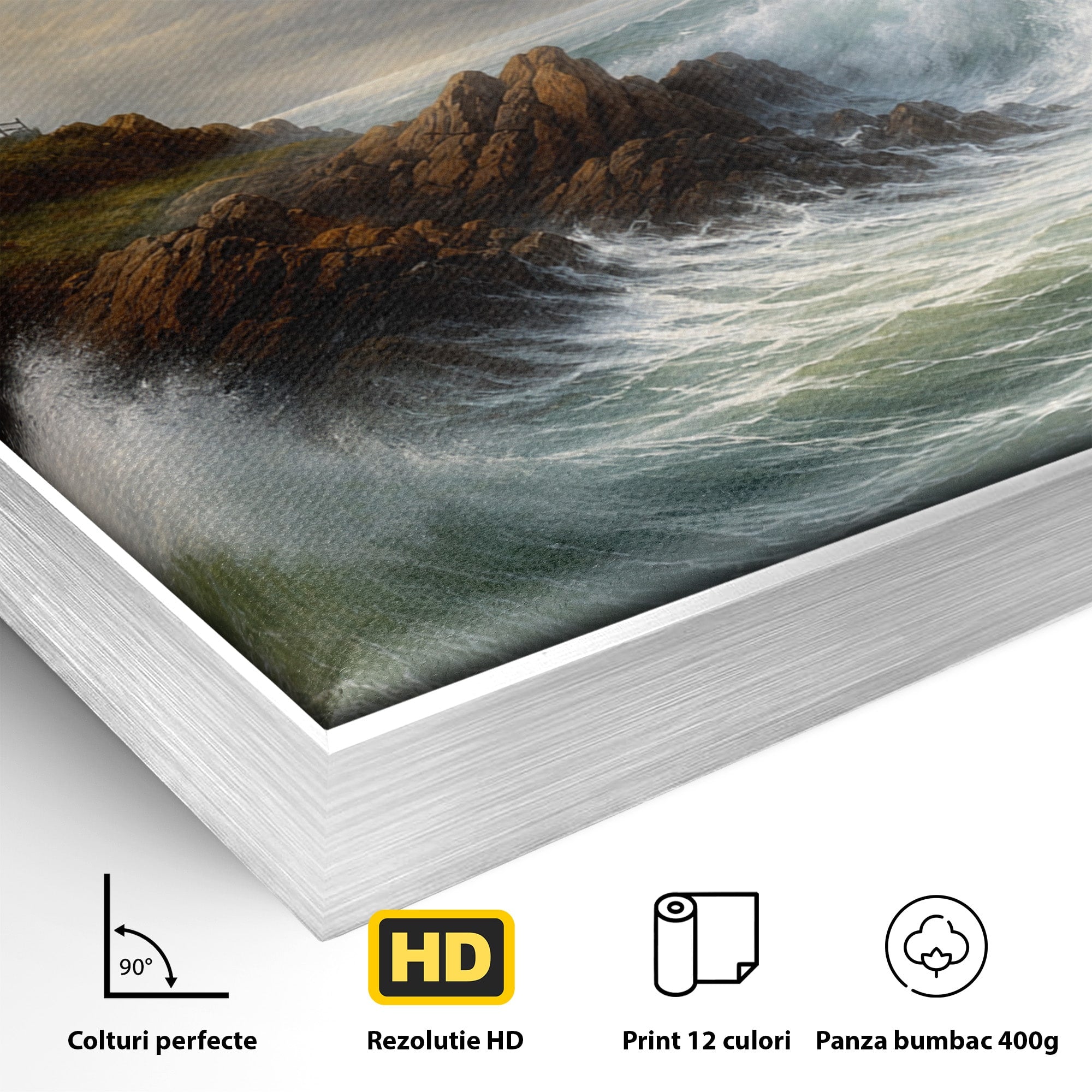 Tablou Canvas Premium LuxCanva® A1737, Farul De La Tarm, Far, Mare, Peisaj Marin, Valuri, Living, Dormitor, Culori Vibrante