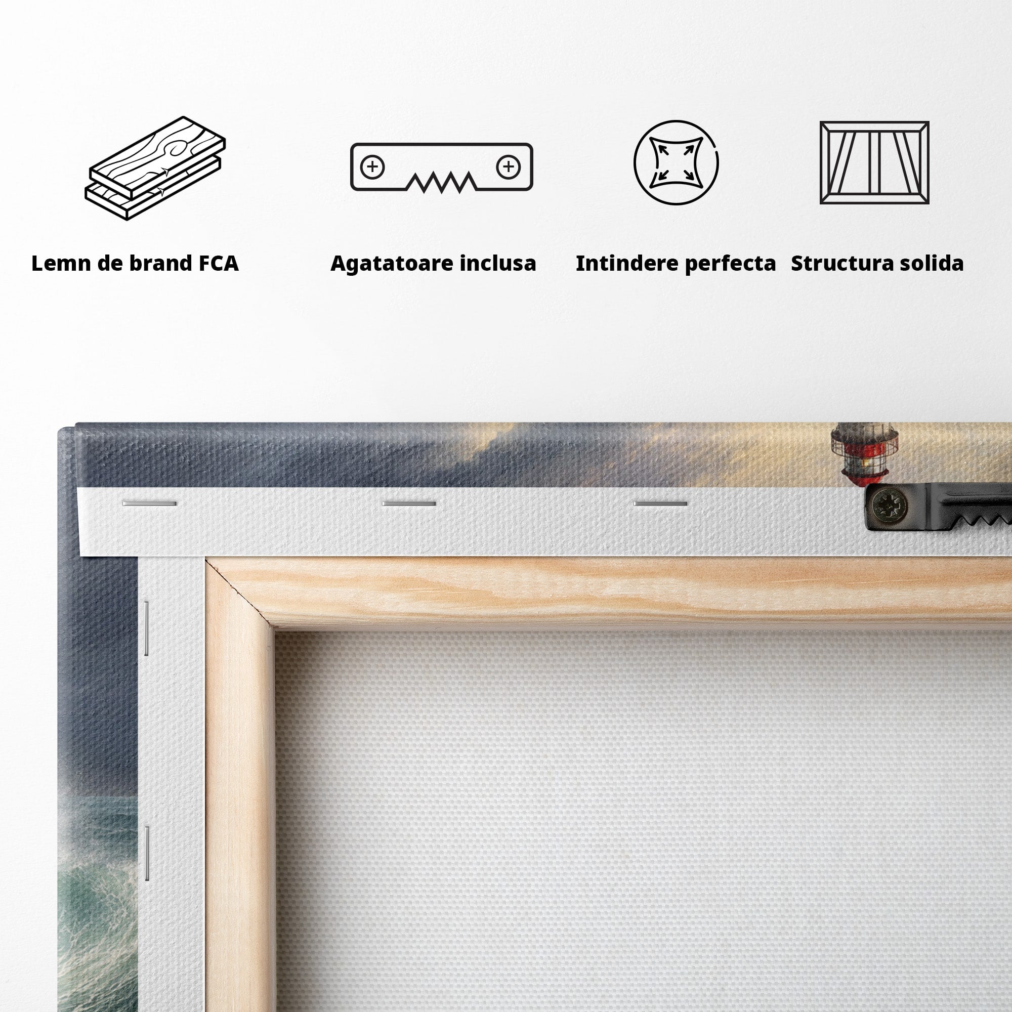 Tablou Canvas Premium LuxCanva® A1737, Farul De La Tarm, Far, Mare, Peisaj Marin, Valuri, Living, Dormitor, Culori Vibrante