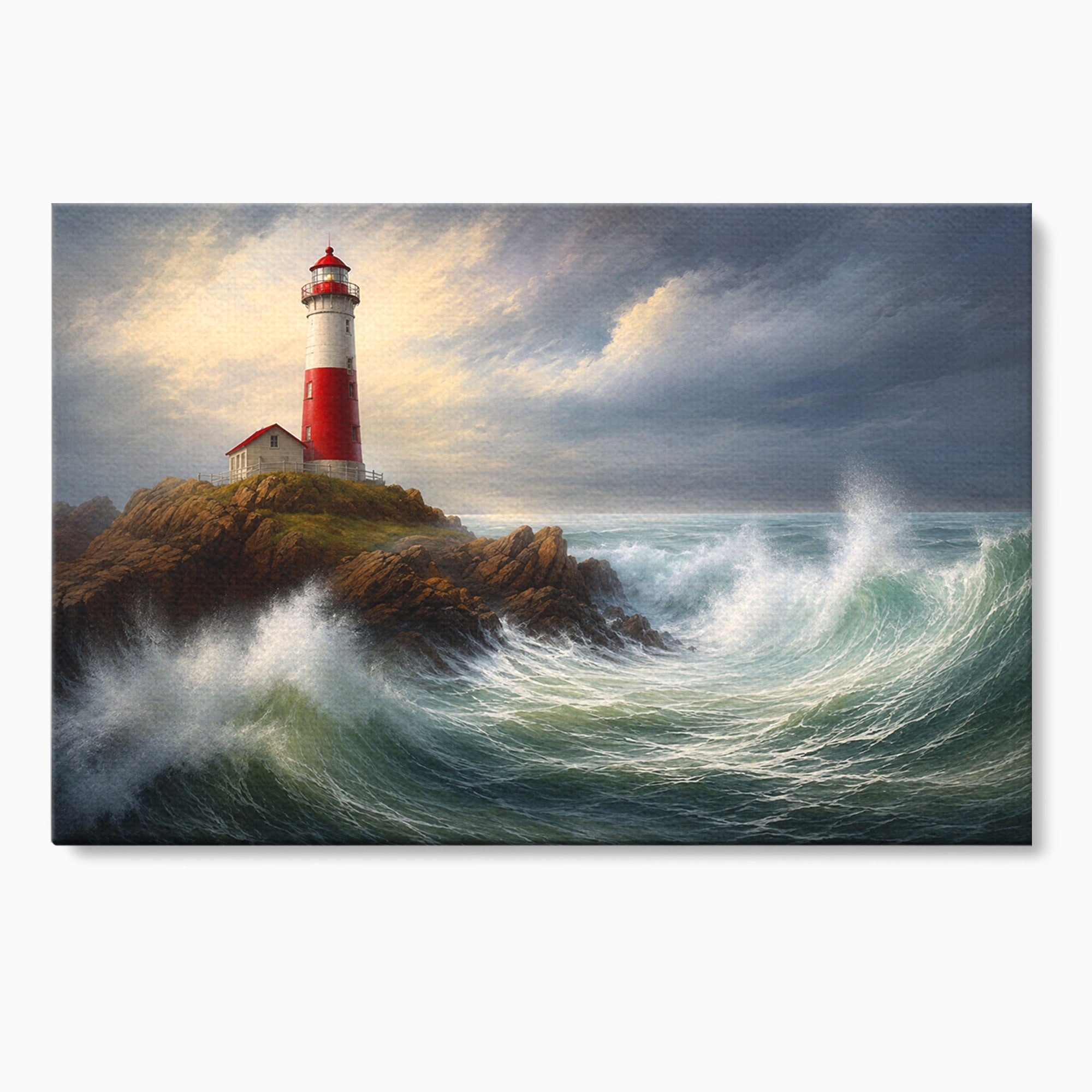 Tablou Canvas Premium LuxCanva® A1737, Farul De La Tarm, Far, Mare, Peisaj Marin, Valuri, Living, Dormitor, Culori Vibrante