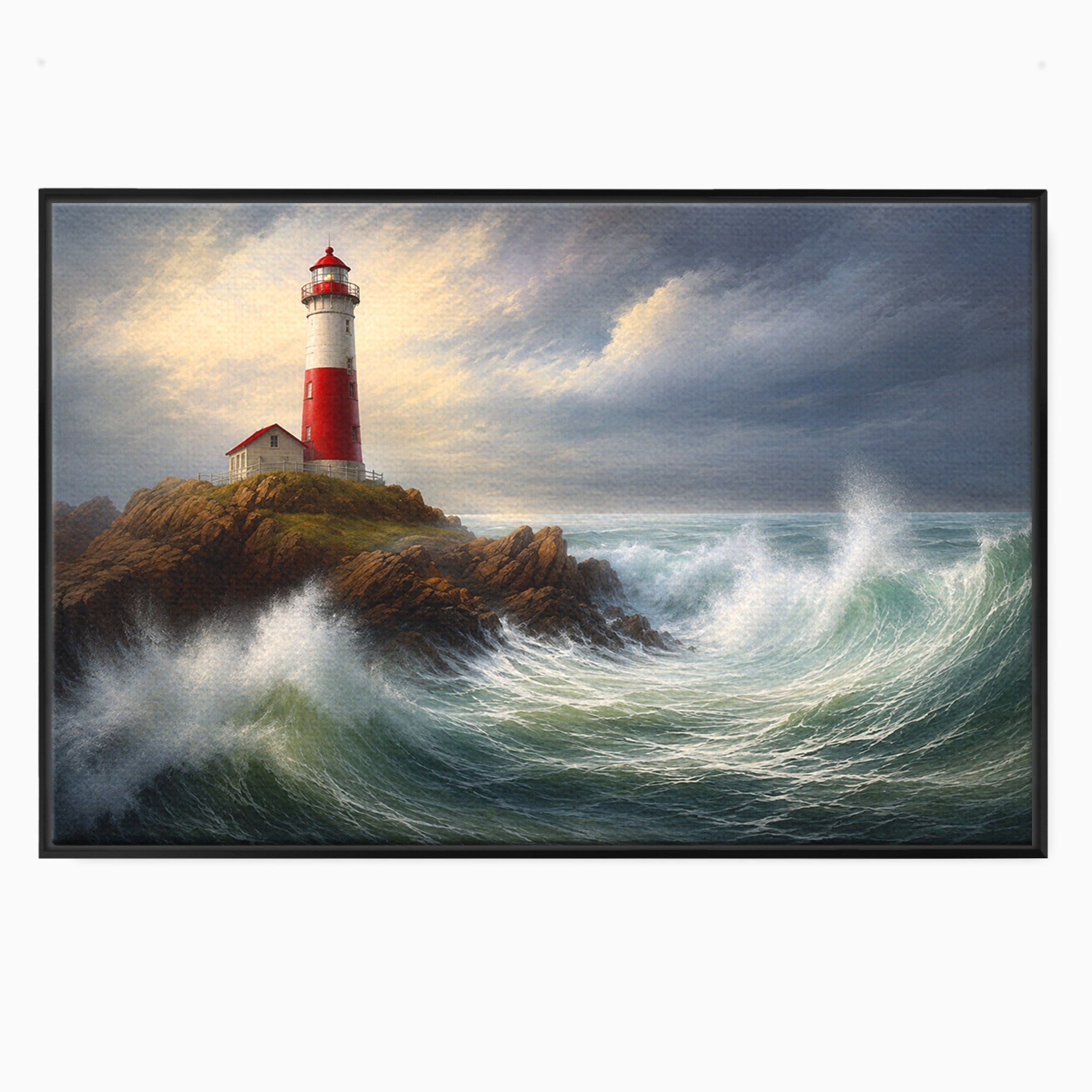 Tablou Canvas Premium LuxCanva® A1737, Farul De La Tarm, Far, Mare, Peisaj Marin, Valuri, Living, Dormitor, Culori Vibrante