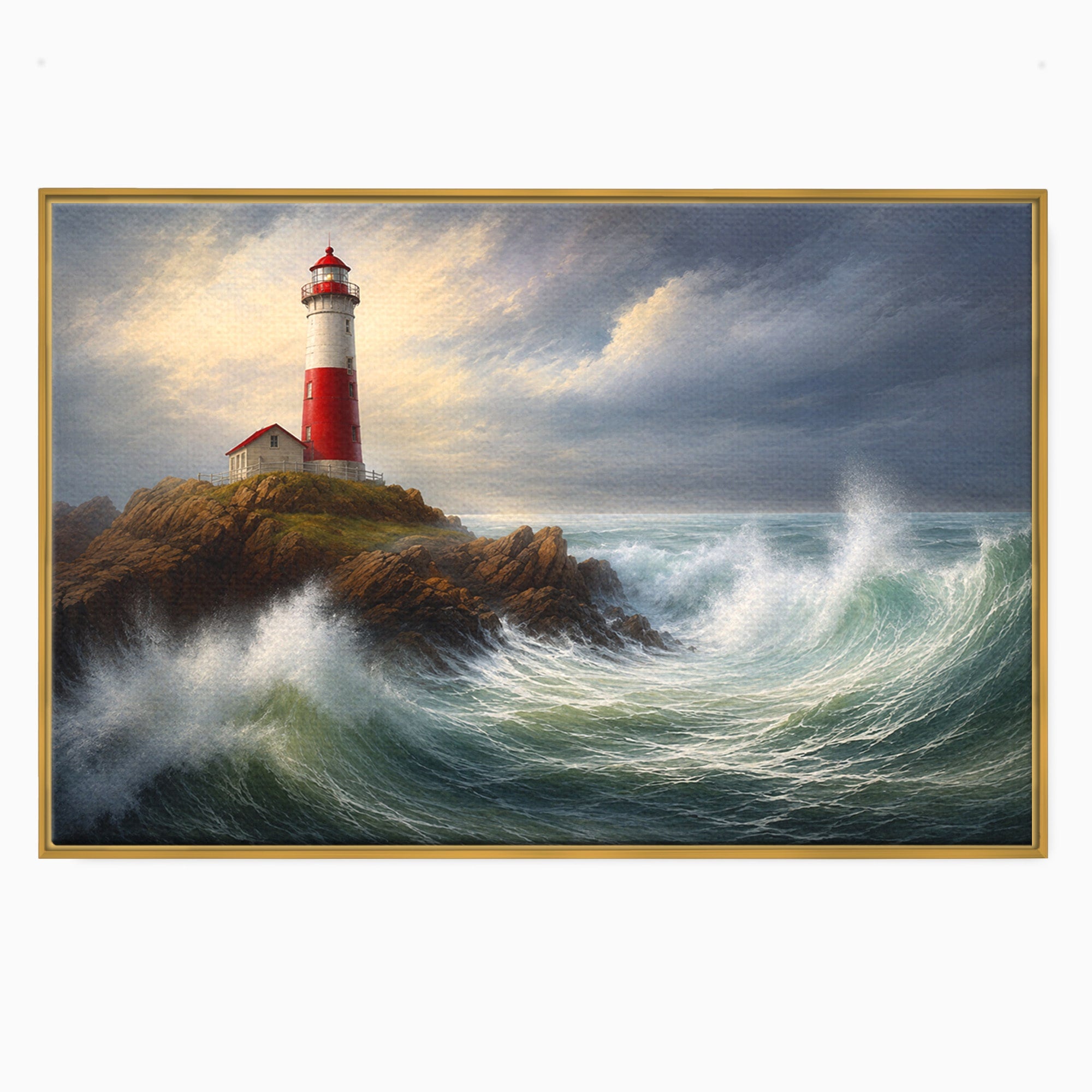 Tablou Canvas Premium LuxCanva® A1737, Farul De La Tarm, Far, Mare, Peisaj Marin, Valuri, Living, Dormitor, Culori Vibrante