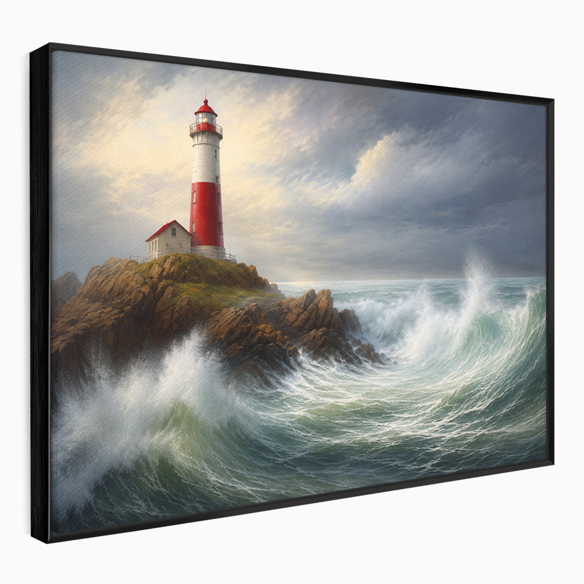 Tablou Canvas Premium LuxCanva® A1737, Farul De La Tarm, Far, Mare, Peisaj Marin, Valuri, Living, Dormitor, Culori Vibrante