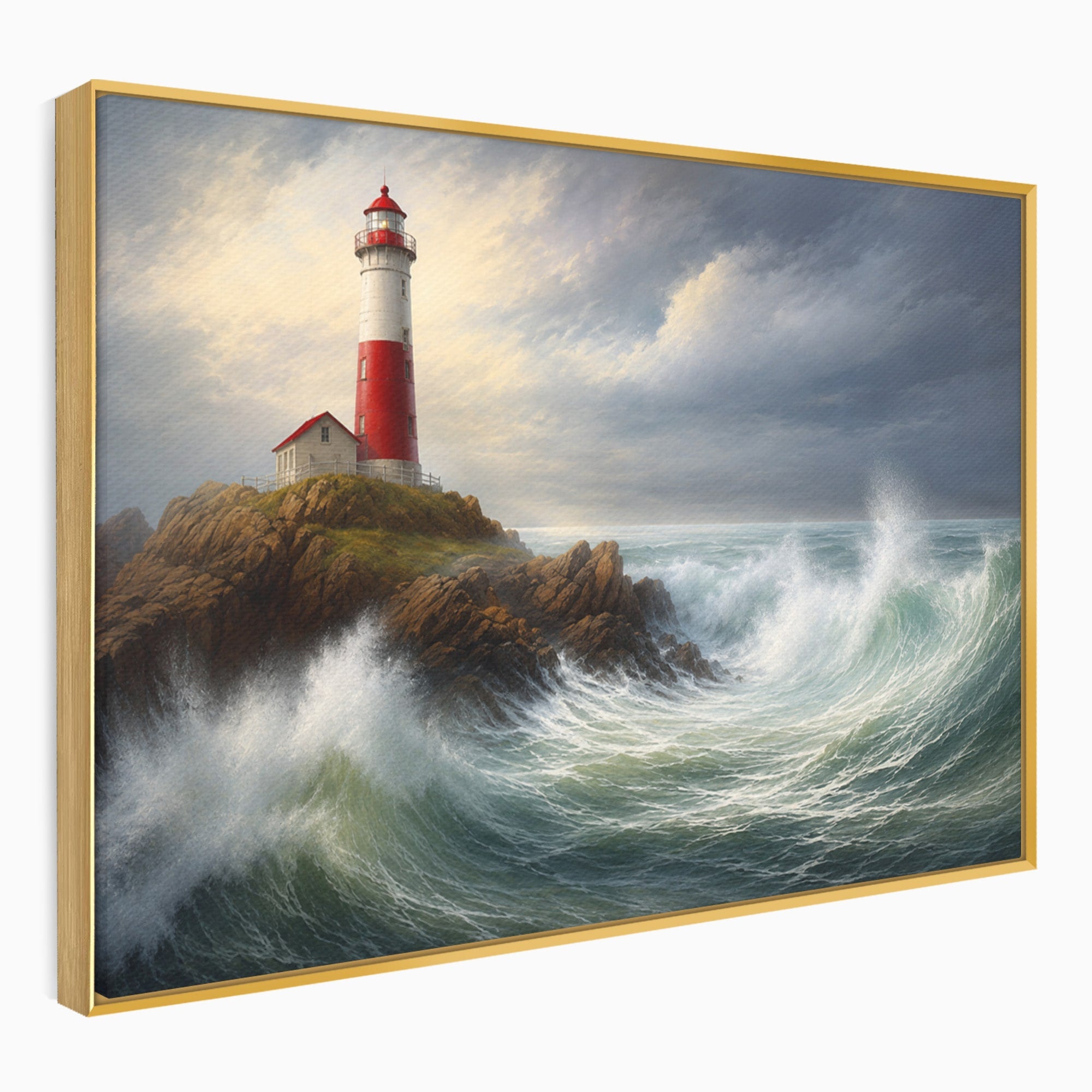 Tablou Canvas Premium LuxCanva® A1737, Farul De La Tarm, Far, Mare, Peisaj Marin, Valuri, Living, Dormitor, Culori Vibrante