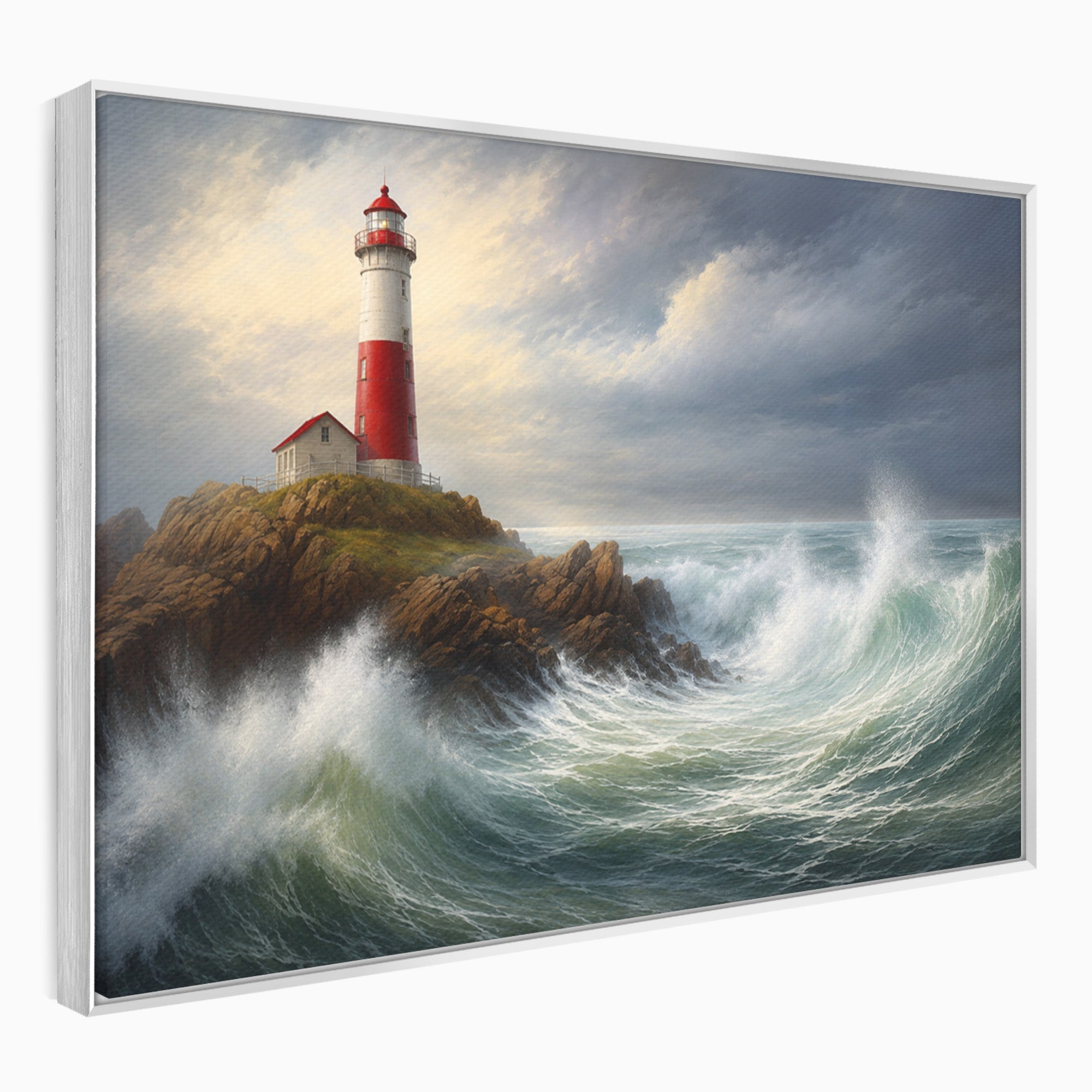 Tablou Canvas Premium LuxCanva® A1737, Farul De La Tarm, Far, Mare, Peisaj Marin, Valuri, Living, Dormitor, Culori Vibrante