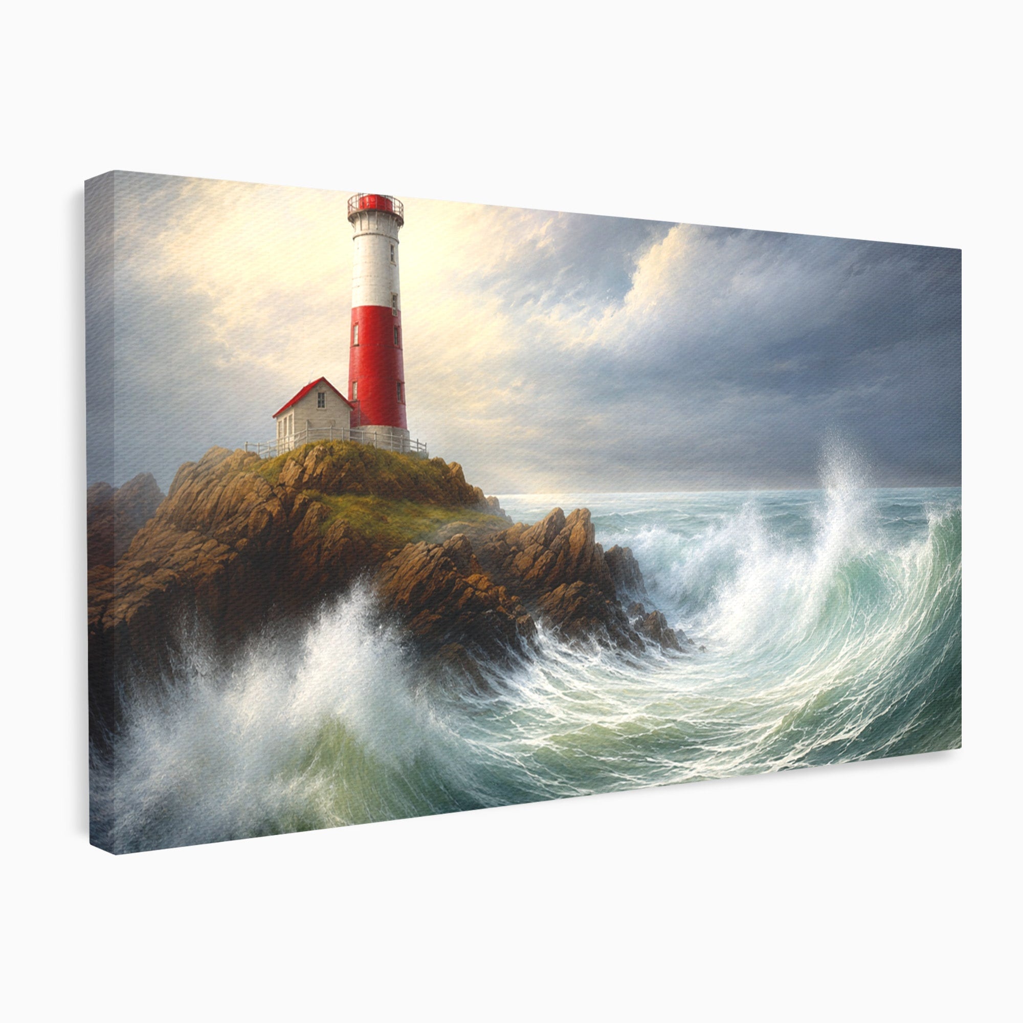 Tablou Canvas Premium LuxCanva® A1737, Farul De La Tarm, Far, Mare, Peisaj Marin, Valuri, Living, Dormitor, Culori Vibrante