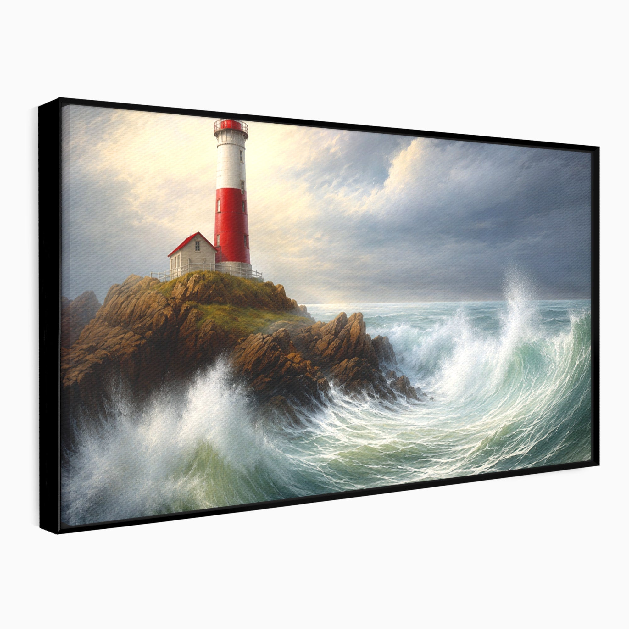 Tablou Canvas Premium LuxCanva® A1737, Farul De La Tarm, Far, Mare, Peisaj Marin, Valuri, Living, Dormitor, Culori Vibrante