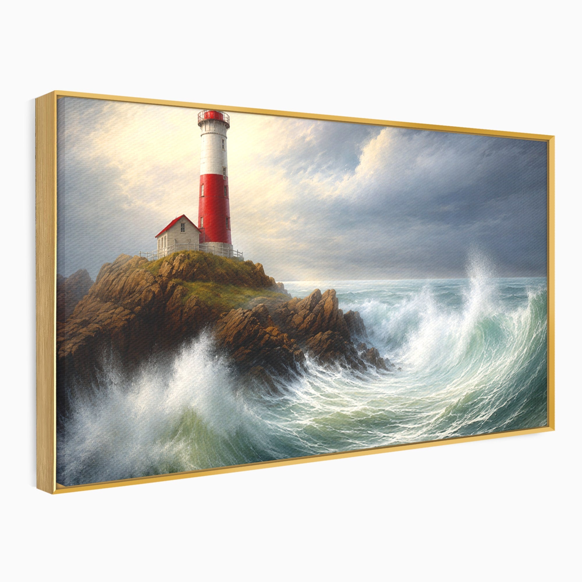 Tablou Canvas Premium LuxCanva® A1737, Farul De La Tarm, Far, Mare, Peisaj Marin, Valuri, Living, Dormitor, Culori Vibrante