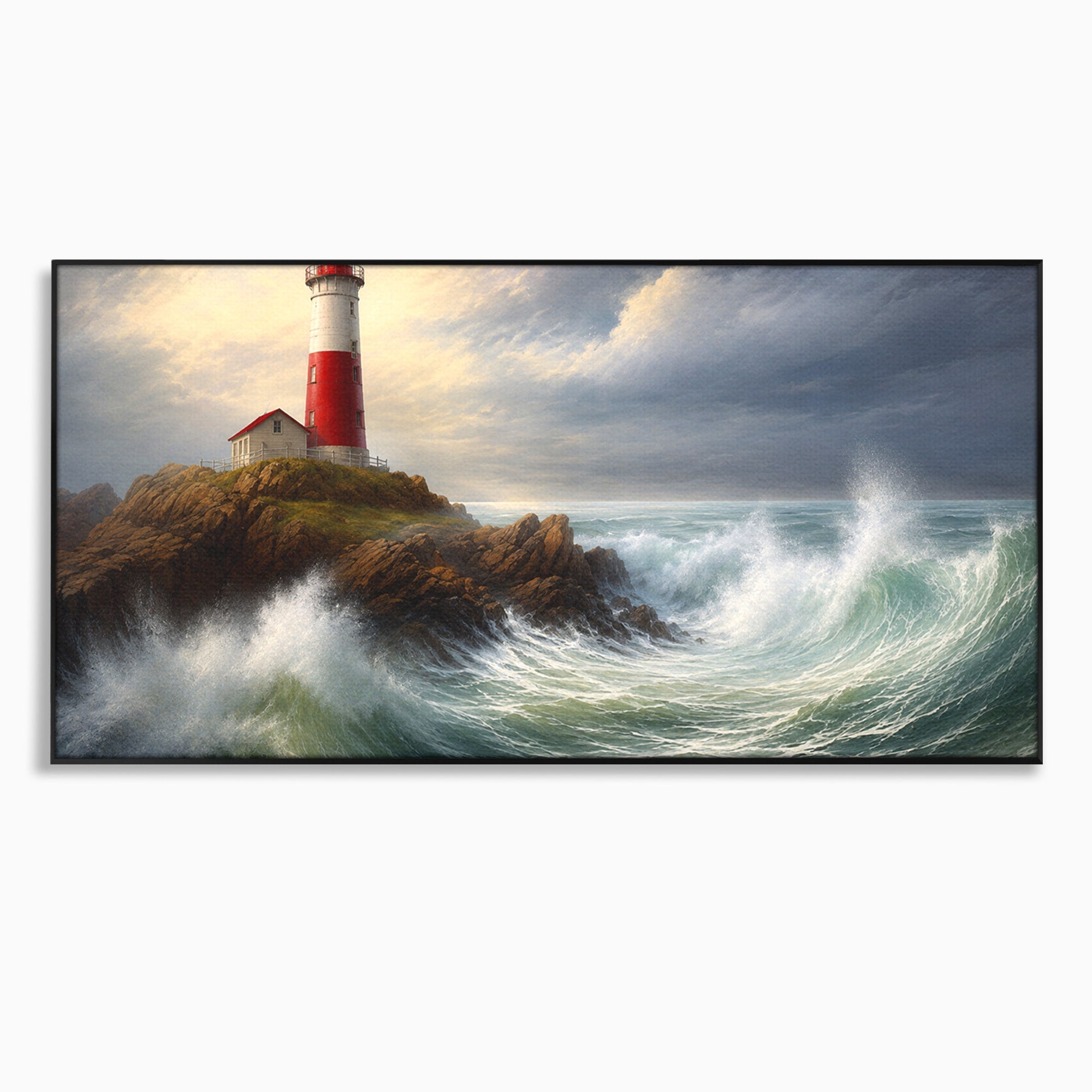 Tablou Canvas Premium LuxCanva® A1737, Farul De La Tarm, Far, Mare, Peisaj Marin, Valuri, Living, Dormitor, Culori Vibrante