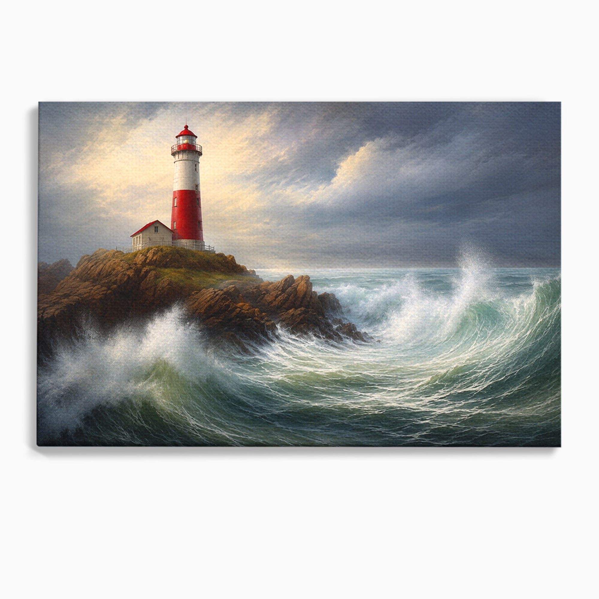 Tablou Canvas Premium LuxCanva® A1737, Farul De La Tarm, Far, Mare, Peisaj Marin, Valuri, Living, Dormitor, Culori Vibrante