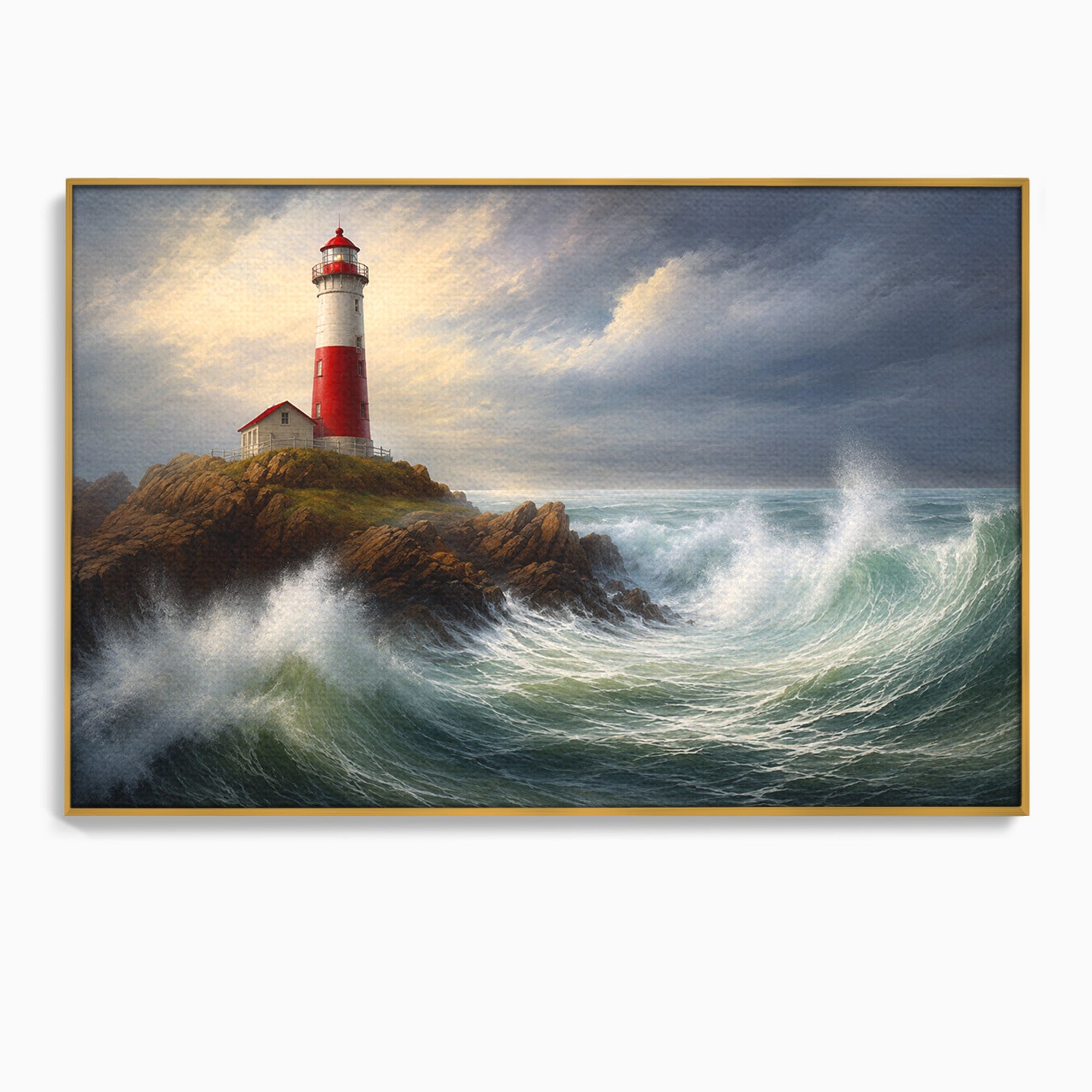 Tablou Canvas Premium LuxCanva® A1737, Farul De La Tarm, Far, Mare, Peisaj Marin, Valuri, Living, Dormitor, Culori Vibrante