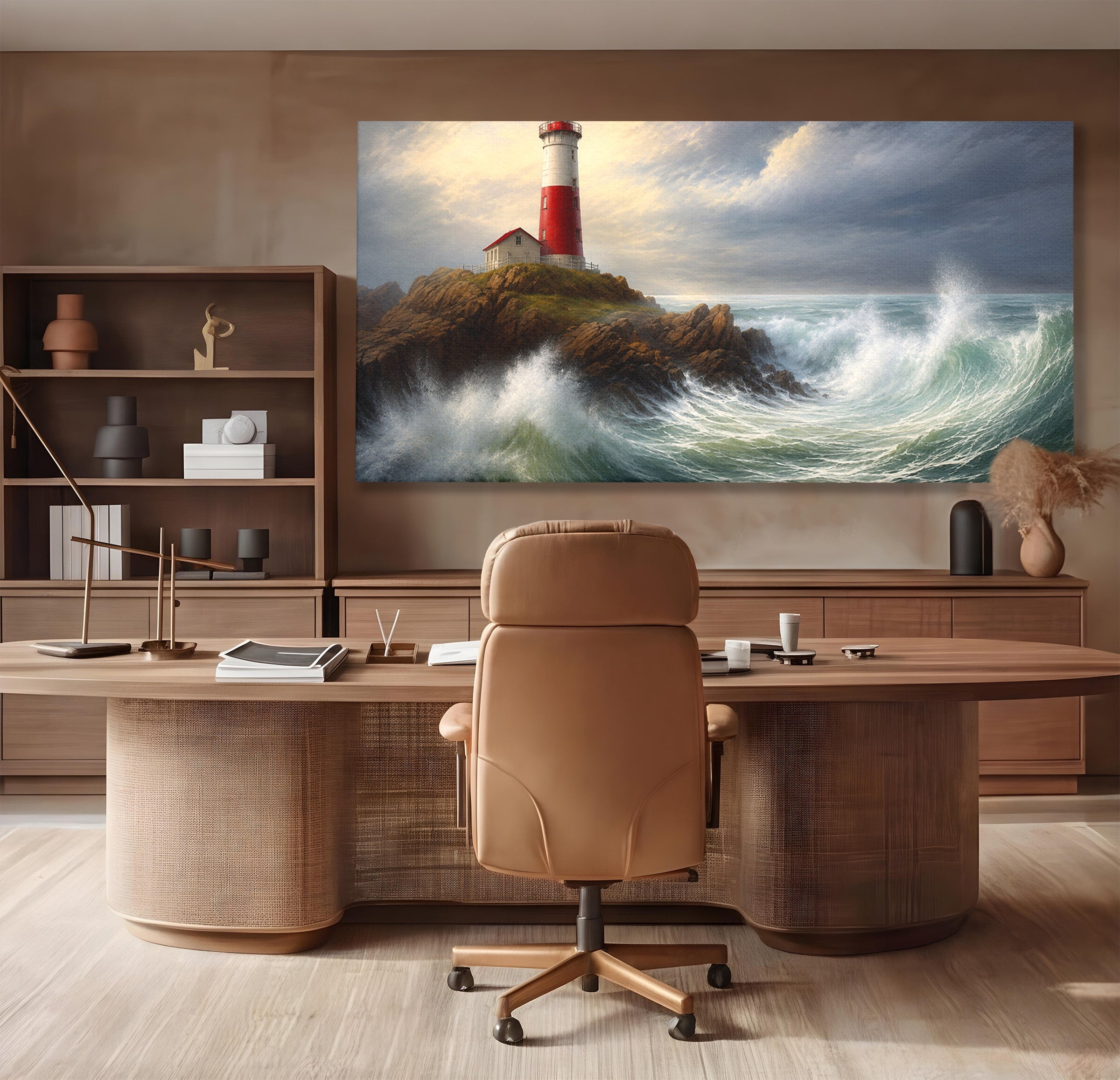 Tablou Canvas Premium LuxCanva® A1737, Farul De La Tarm, Far, Mare, Peisaj Marin, Valuri, Living, Dormitor, Culori Vibrante